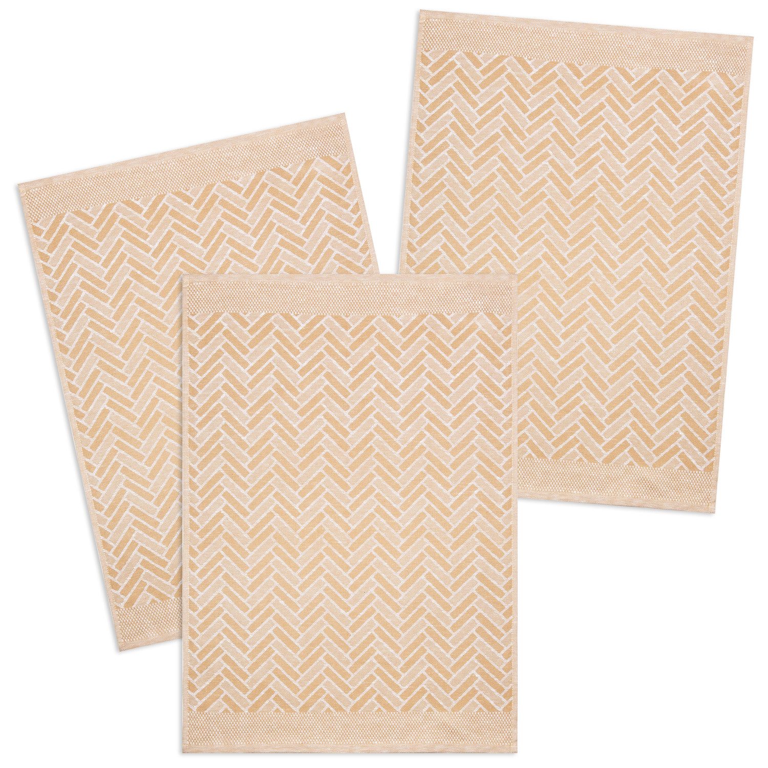 Kracht Geschirrtuch Bricks, (Set, 3-tlg., 3-teilig), Полотенца для посуды ca. 50 x 70 cm Halbleinen Jacquard