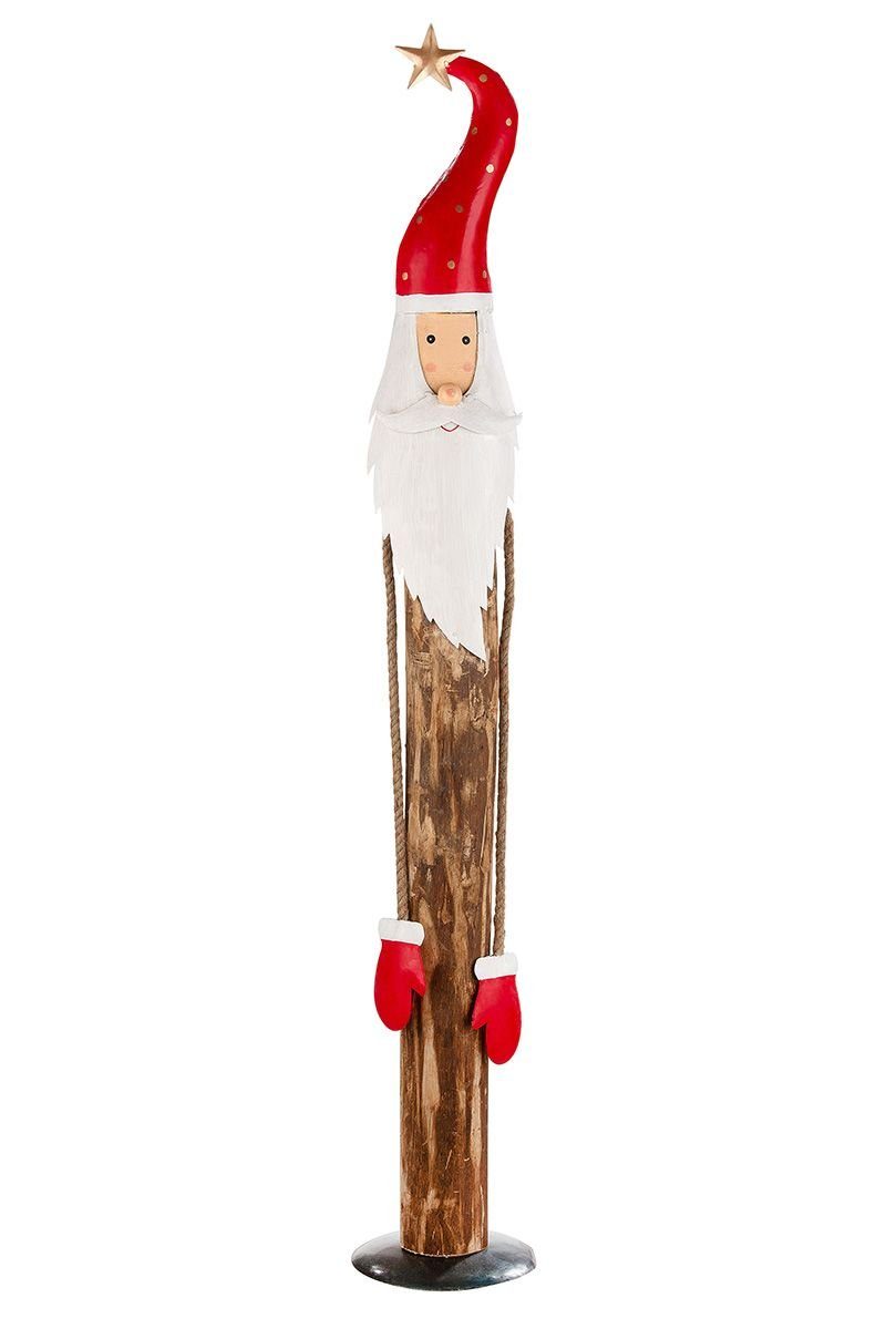Santa aus Holz Natur/Rot, Eukalyptu 3er Wackelarme - Dekoobjekt Santa, GILDE 'Noel' Set