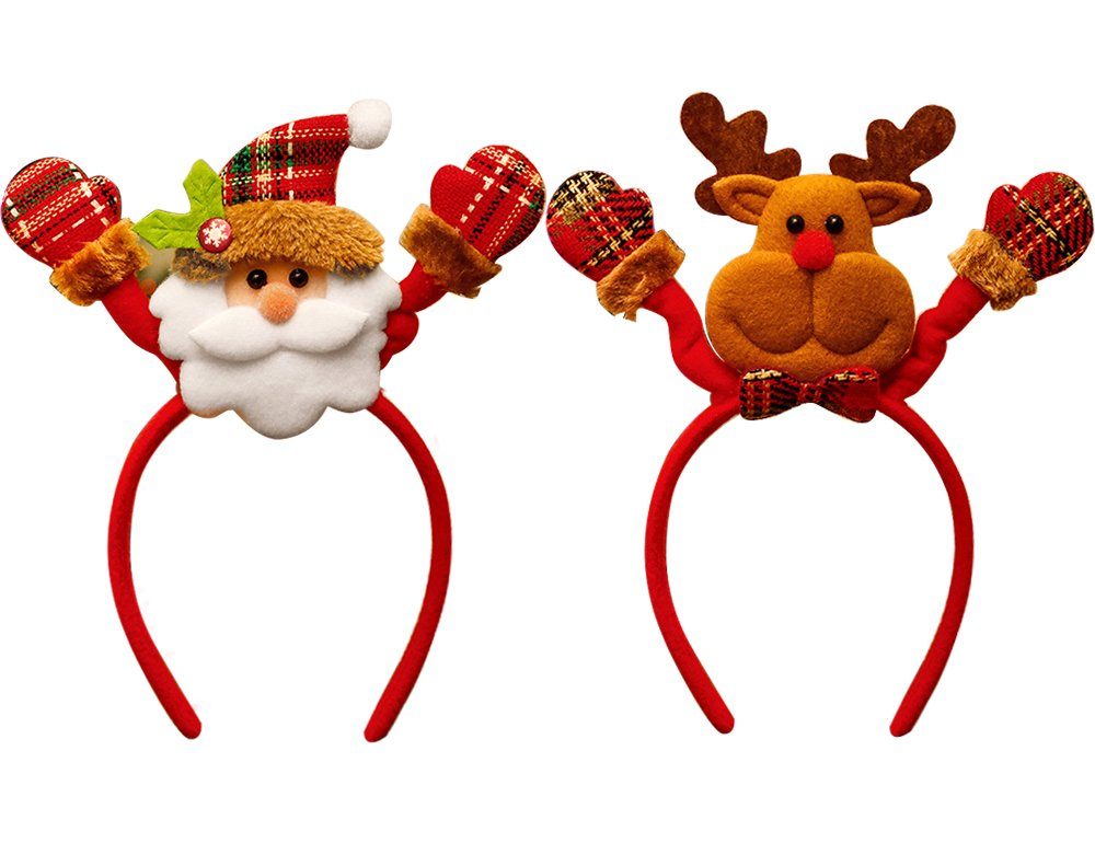 Vaxiuja Haarspange Packung mit 2 Weihnachtsstirnbändern mit verschiedenem Design Weihnachtsmann und das Reh