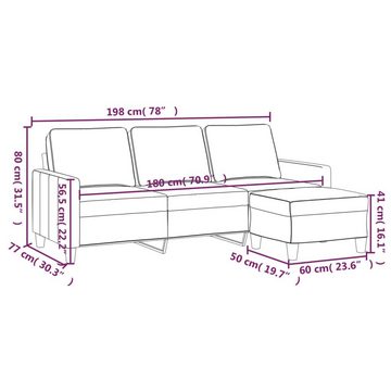 vidaXL Sofa 3-Sitzer-Sofa mit Hocker Dunkelgrau 180 cm Stoff