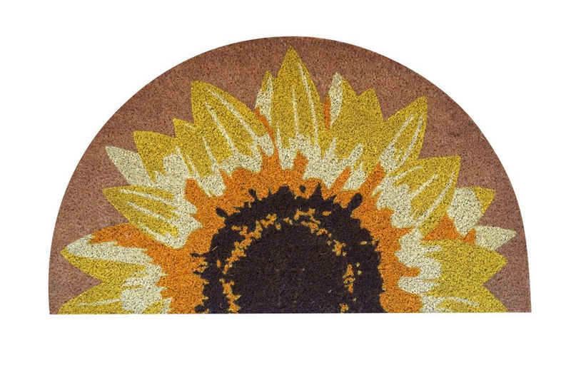 Fußmatte AKZENTE Coco Design Fußmatte SUNFLOWER 45 x 75 cm, akzente, Halbrund, Höhe: 16 mm, rutschfeste Rückseite