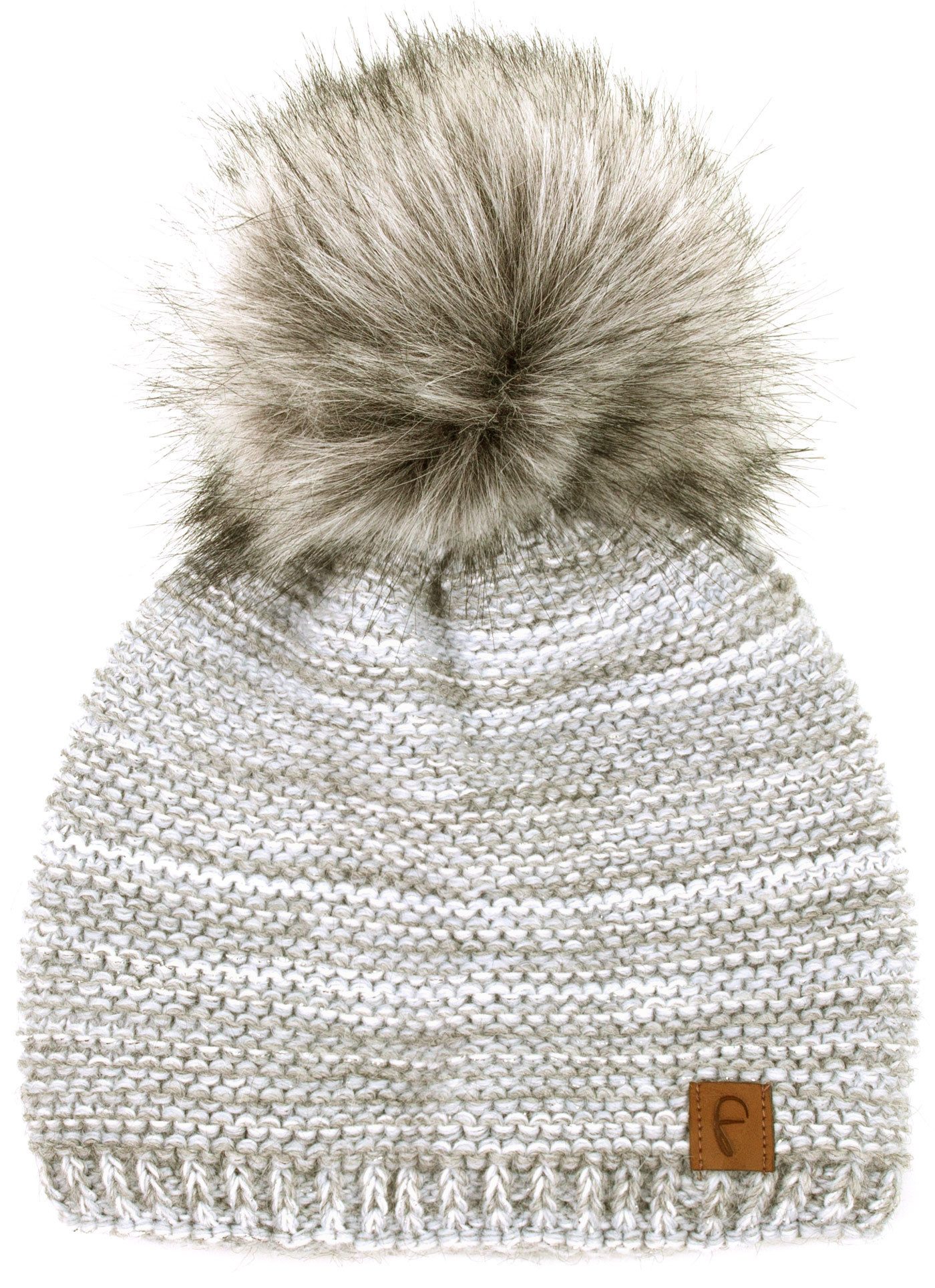 Faera Bommelmütze Wintermütze Damen Herren Mütze Beanie Haube gefüttert Bommelmütze