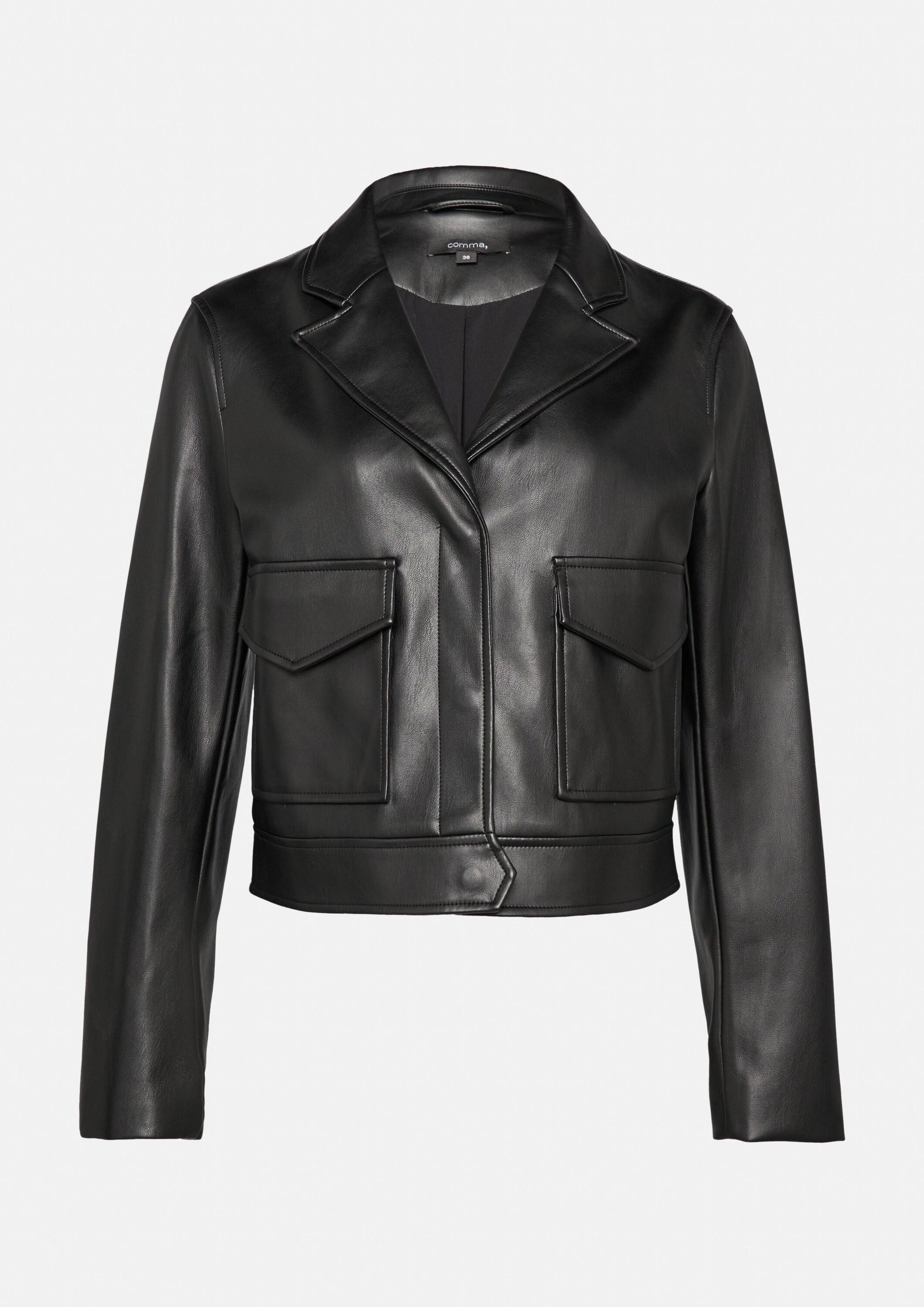 comma Funktionsjacke Indoor-Jacke Kurze Jacke in Lederoptik