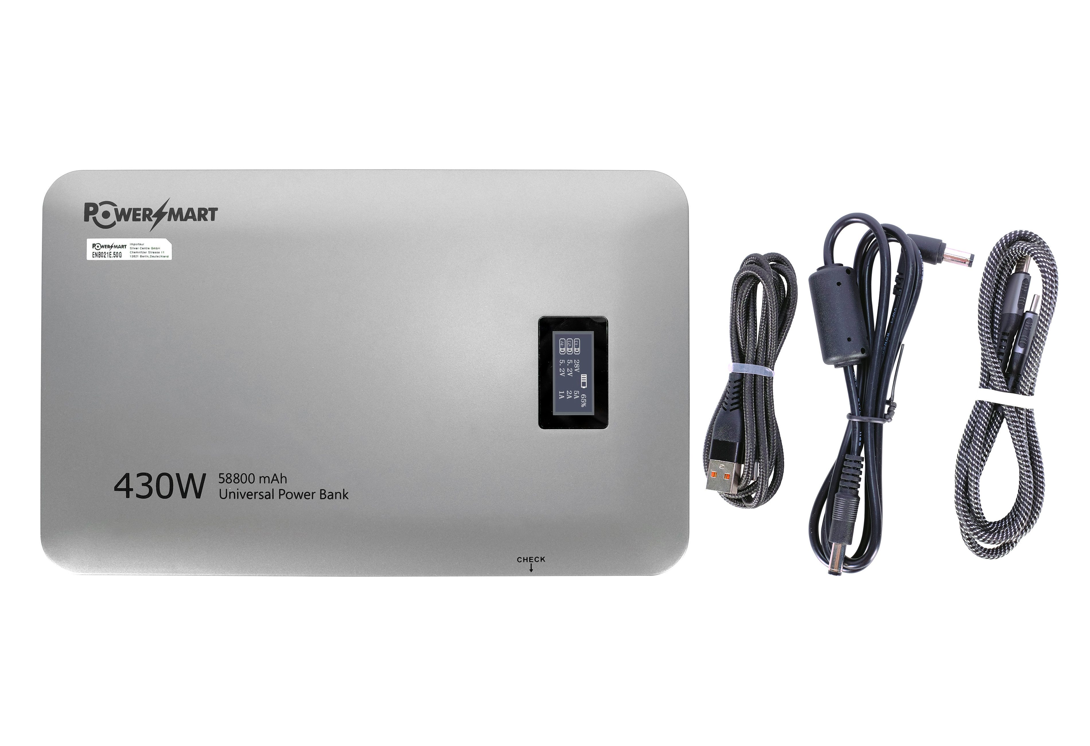 PowerSmart EL1906E Powerbank 213Wh Powerbank 430W mit 24V DC & Multi USB-C, Dual 140W PD 3.1 Schnellladegerät Externer Akku, UPS-Funktion, 21700 Zellen, Tragbares Kraftwerk für Laptop, MacBook, Drohnen Li-ion 58800 mAh (5-28 V)