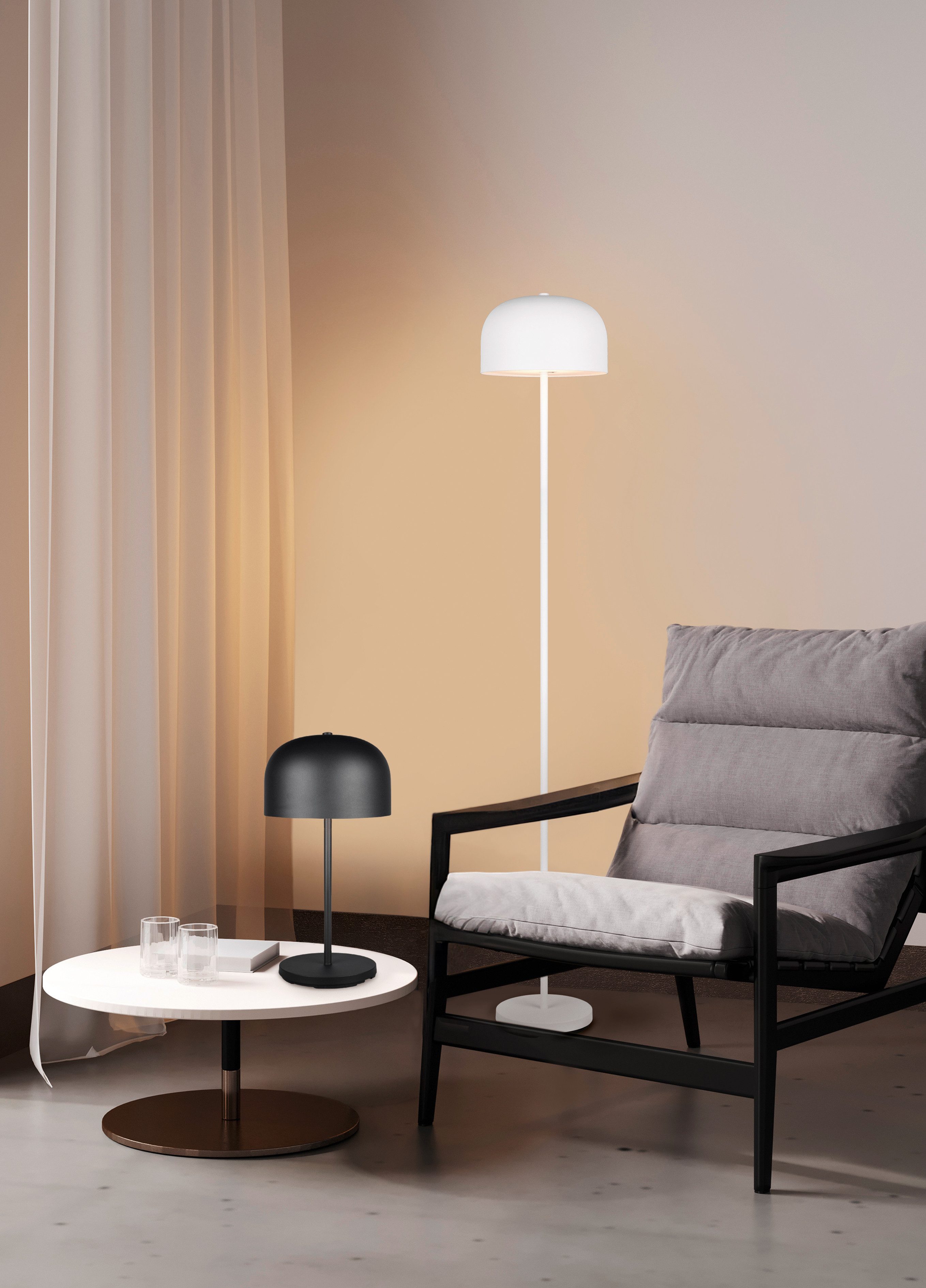 Reality Leuchten LED Stehlampe JEFF, Akku LED Stehleuchte mit USB, 2,5W 250 Lumen 3000K warmweiß, Dimmfunktion, USB-Ladefunktion, mehrere Helligkeitsstufen, LED fest integriert, Warmweiß, Akku LED Stehlampe mit Touchdimmer, USB-Anschluss Höhe max 147 cm