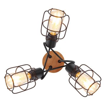 etc-shop LED Deckenspot, Leuchtmittel nicht inklusive, Deckenleuchte Wohnzimmerlampe 3 Flammig Metall schwarz Gitter D 49 cm