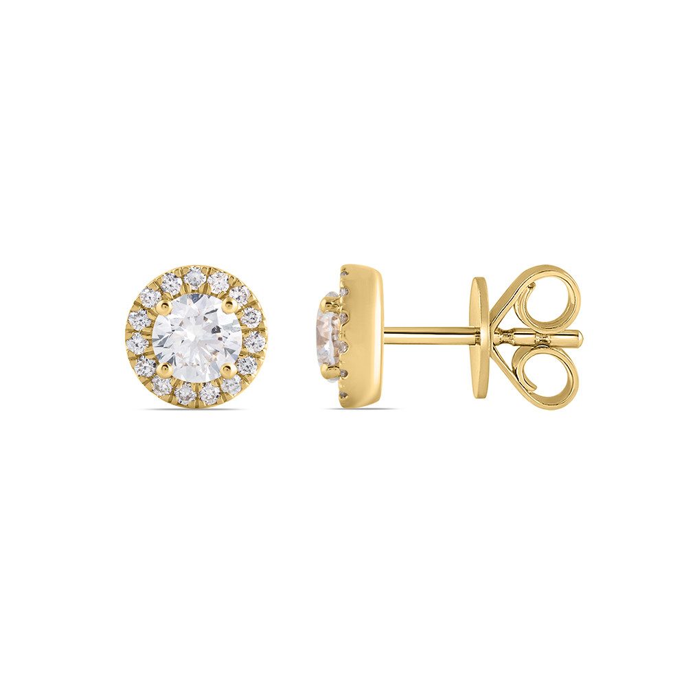 Paar Ohrstecker 585er Gelbgold Ohrstecker mit Diamanten Solitaire