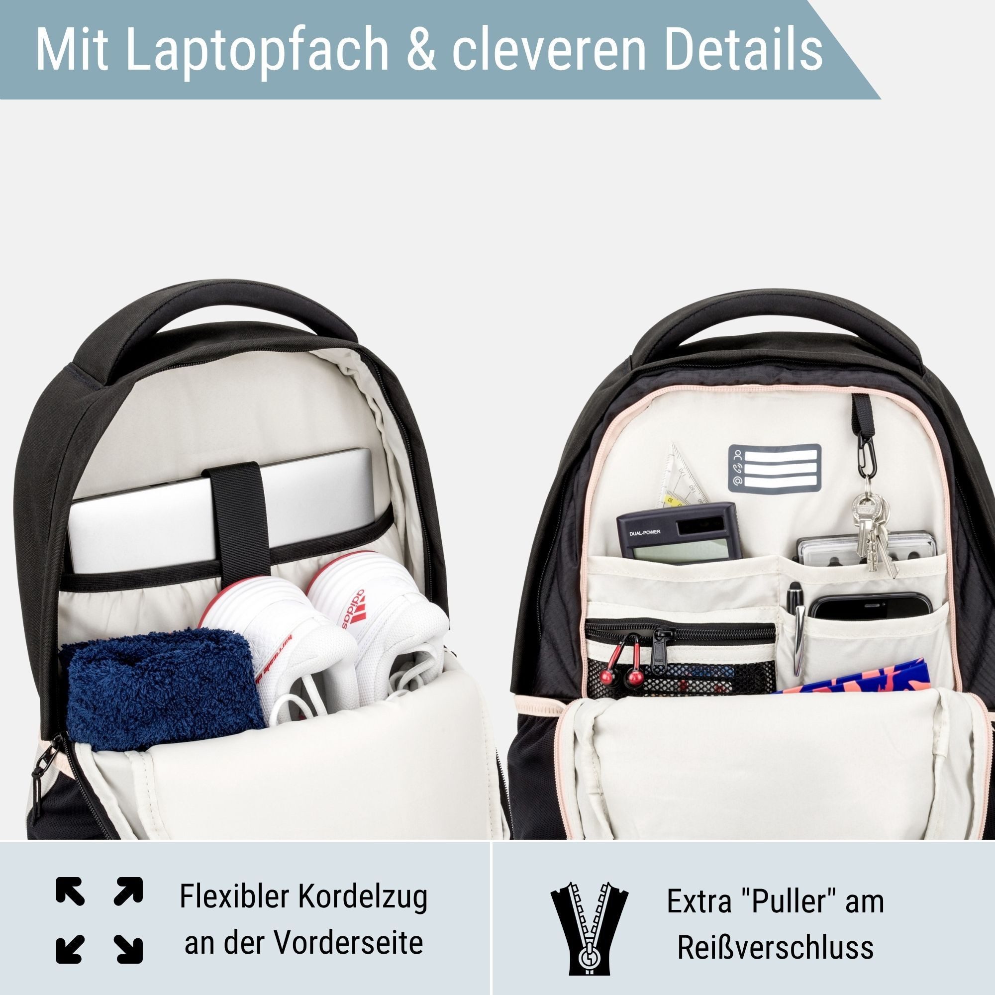audetic Schulrucksack Aero 2.0 Schulrucksack mit vielen Fächern (1-tlg), Ergonomische Polsterung, reflektieren & wasserabweisend – Bild 5 von 5