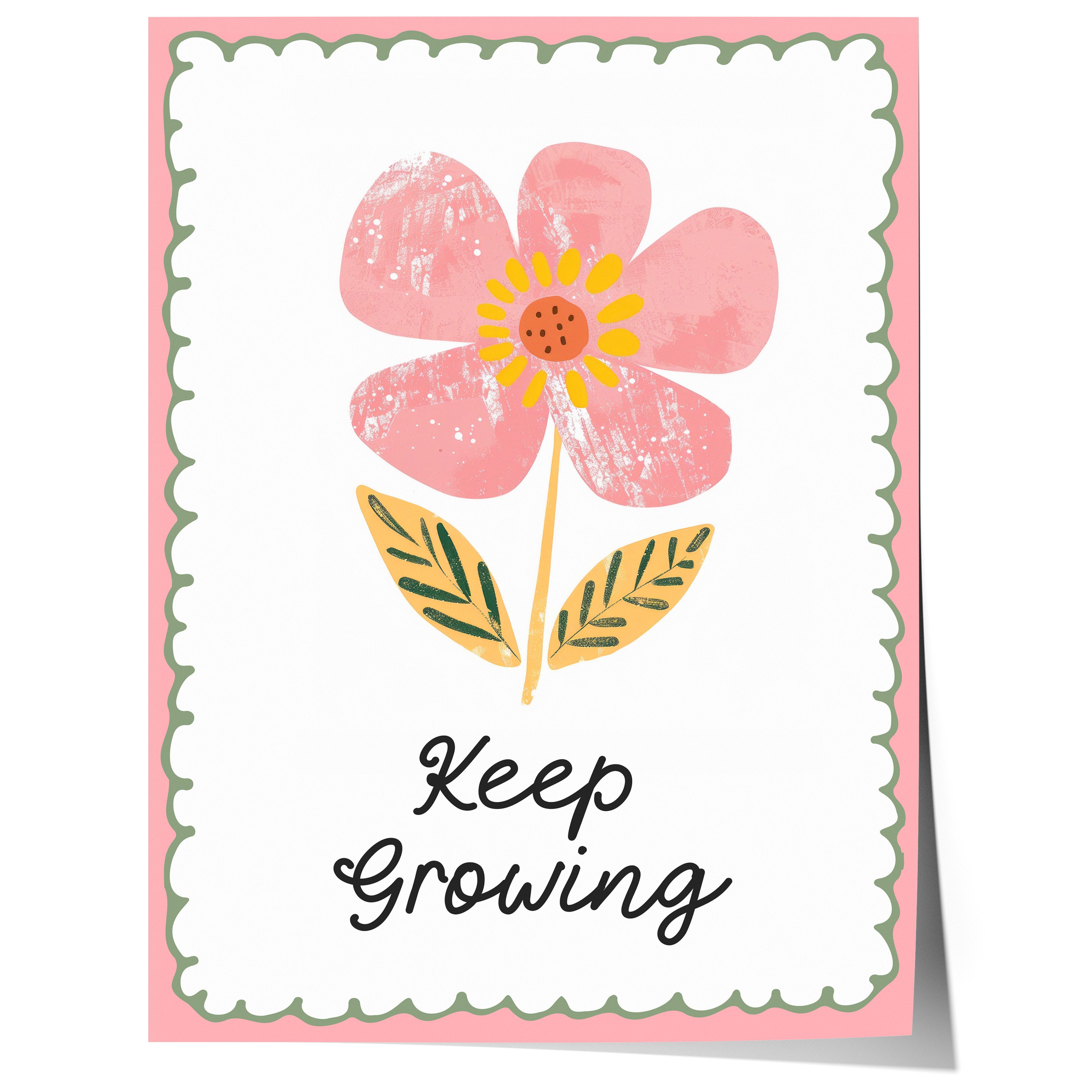 JUSTGOODMOOD Poster Premium ® Blume Keep Growing Spruch Liebevolle Deko Kinderzimmer, (1 St), verschiedene Größen wählbar