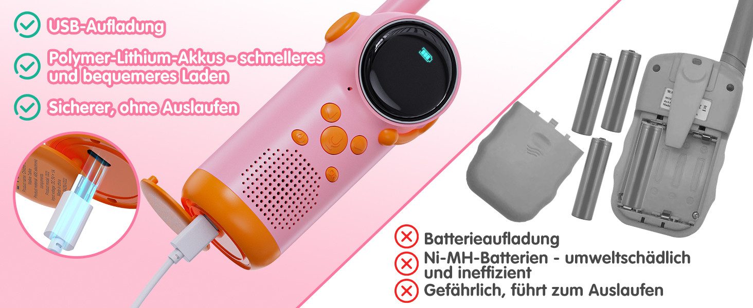 Vivitar Walkie Talkie für Kinder mit VOX-Funktion, CTCSS-Technologie, LED-Taschenlampe, (Trageriemen – ideales Geschenk für Jungen und Mädchen 3 bis 12 Jahren, 99 Unterkanälen, kindersicheres Design mit Silikon-Schutzhülle), LCD-Display – Funkgerät mit 5 km Reichweite, 8 Kanälen