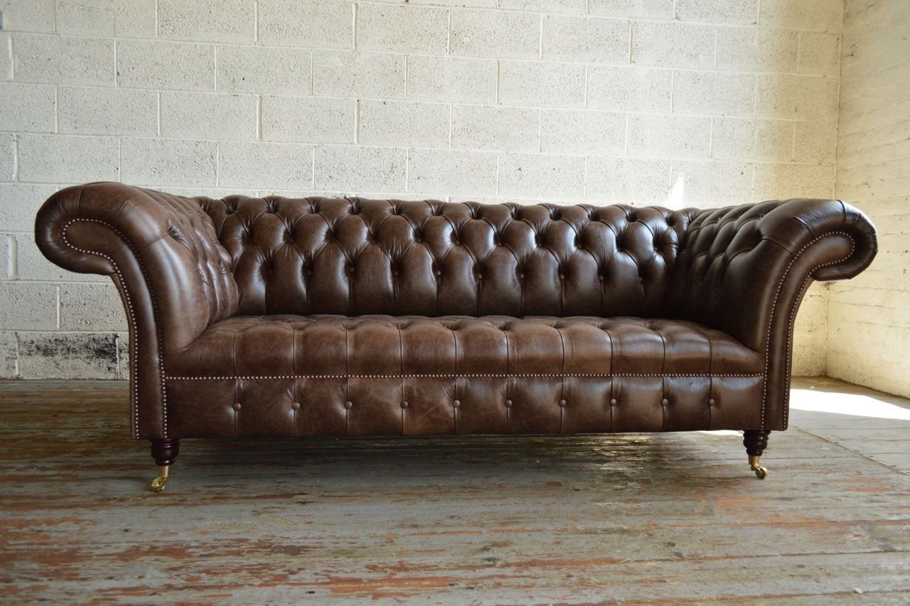 JVmoebel 3-Sitzer Chesterfield Sofa 3 SITZER Polster Designer Sofas 100% Leder Sofort | Einzelsofas