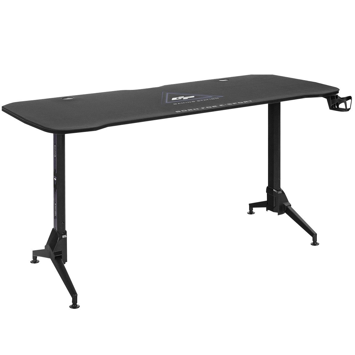 COSTWAY Gamingtisch, 160cm, höhenverstellbar, Halter mit USB Ladenanschlüssen