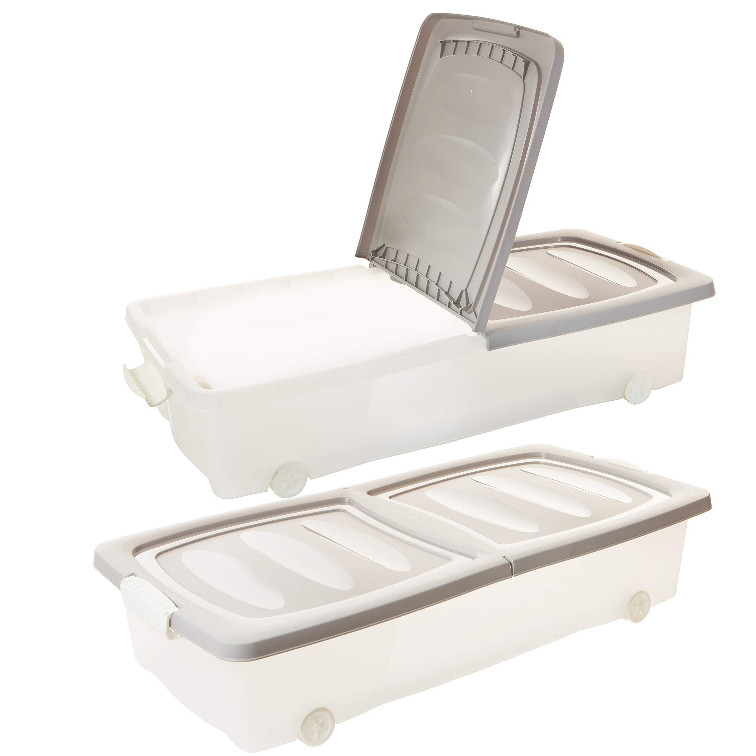 Centi Aufbewahrungsbox Unterbettbox mit Rollen und Clip-Deckel, 2er-Set (2e günstig online kaufen