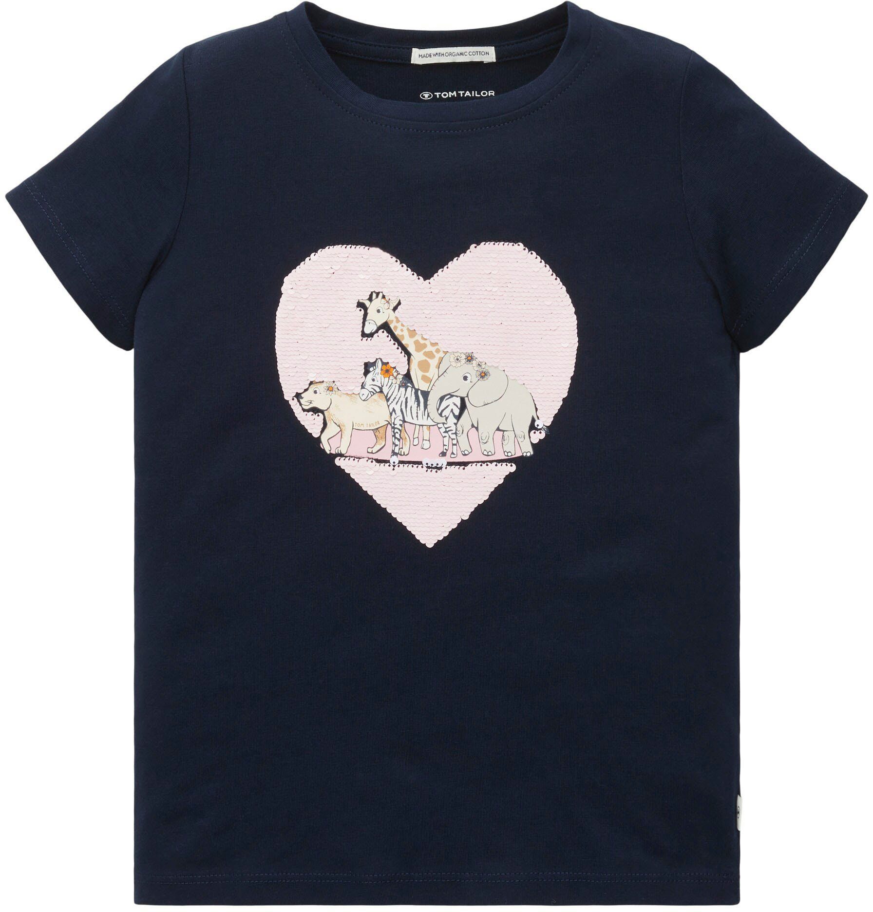 TOM TAILOR T-Shirt Besondere Stickerei sky captain blue