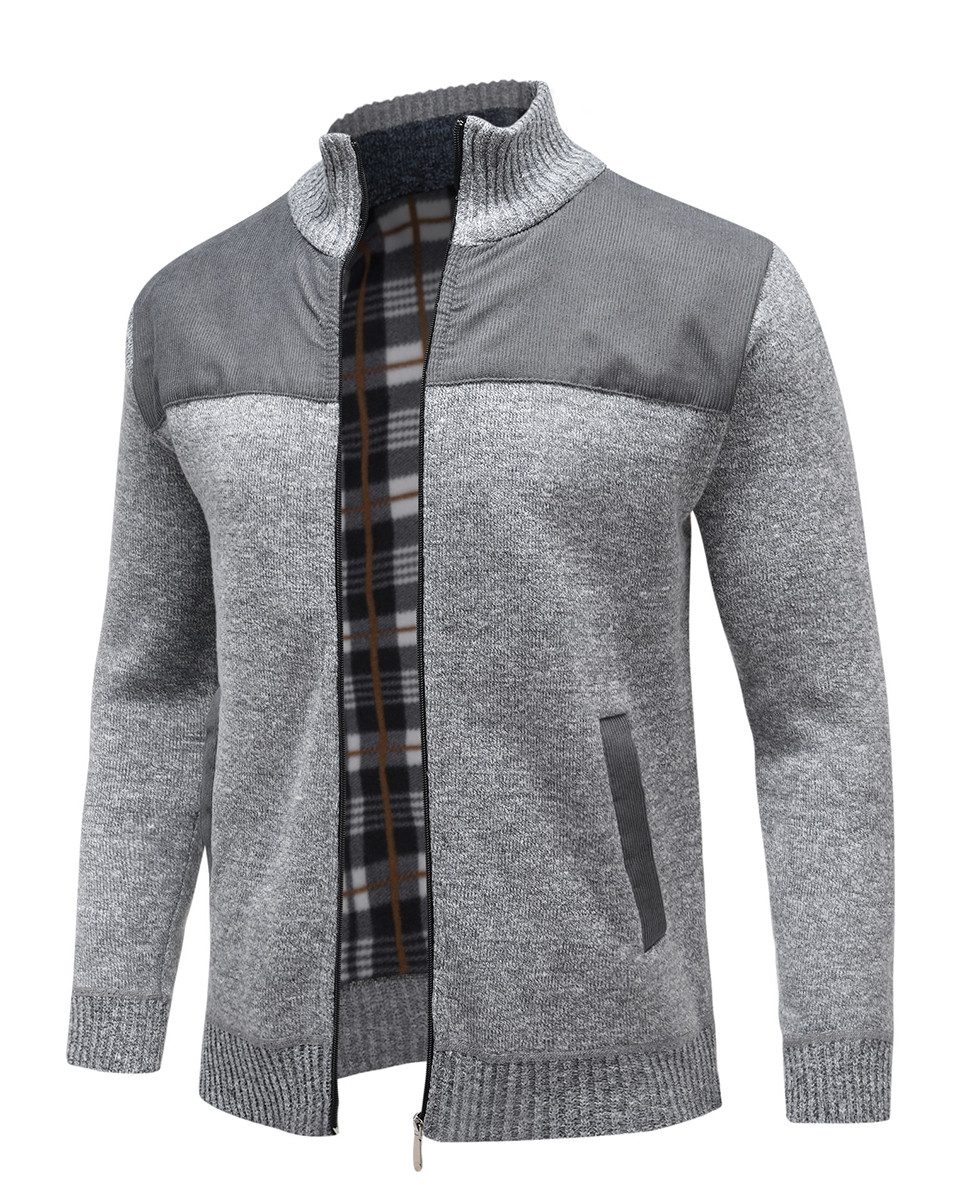 Allthemen Strickjacke mit Reißverschluss Cardigan Stehkragen Pullover Casual