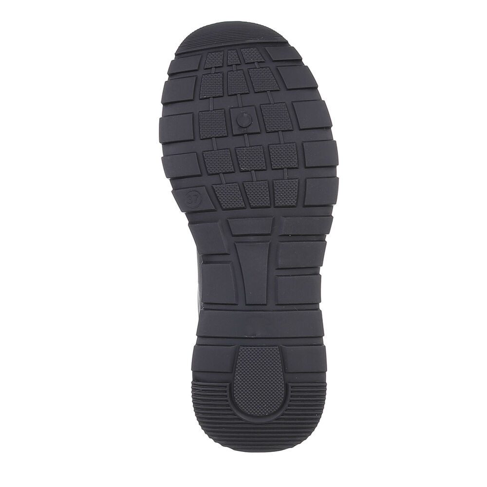 Ital-Design Damen Low-Top Freizeit Sneaker (87118370) Keilabsatz/Wedge Sneakers Low in Schwarz