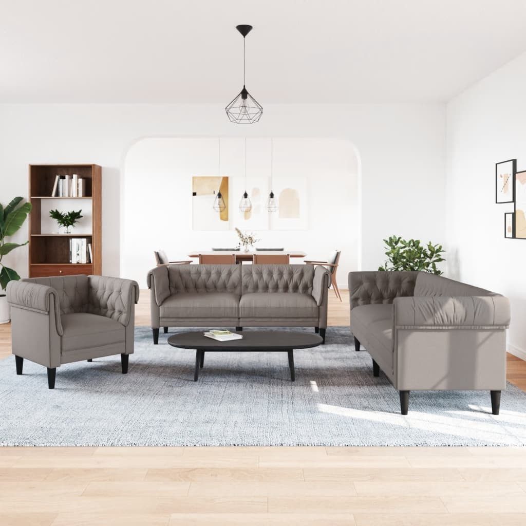 vidaXL Sofa 3-tlg. Sofagarnitur Taupe Stoff günstig online kaufen
