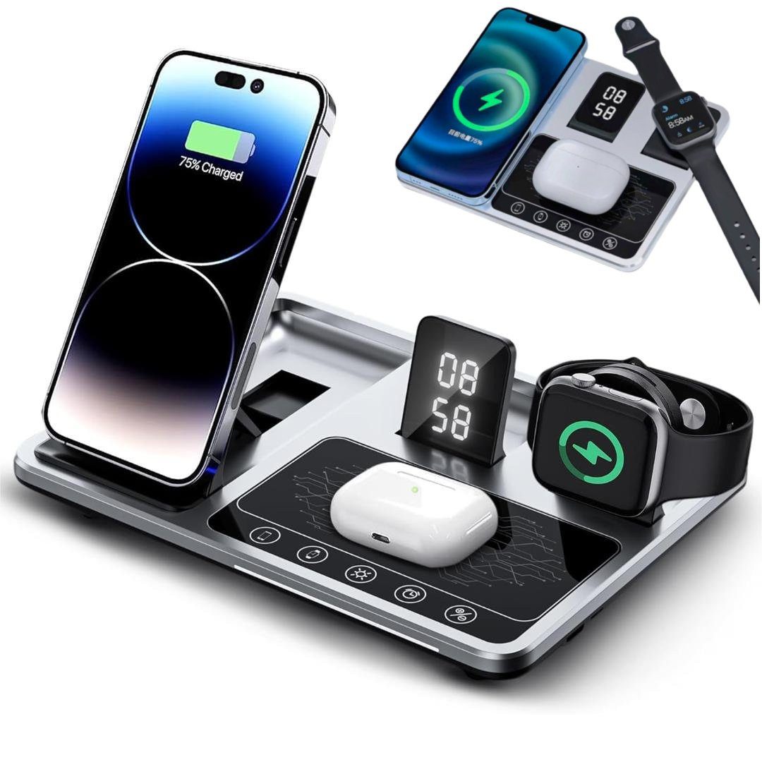 Ladestation ladegerät 4 in 1 Induktive Ladegerät, Wireless Charger Ladestation