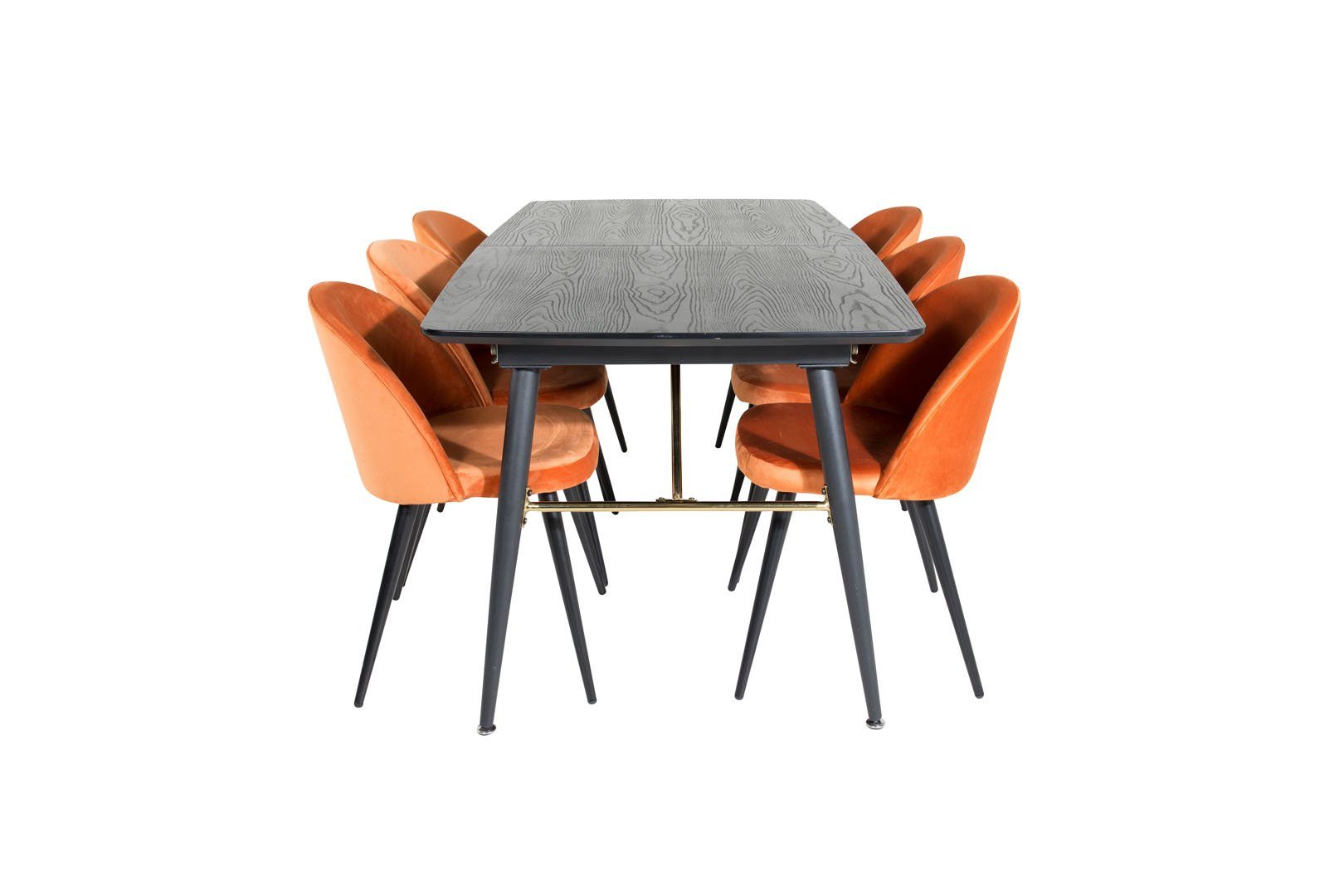 ebuy24 Essgruppe Gold Essgruppe Esstisch ausziehbarer Tisch Lä, (7-tlg) schwarz;orange;schwarz