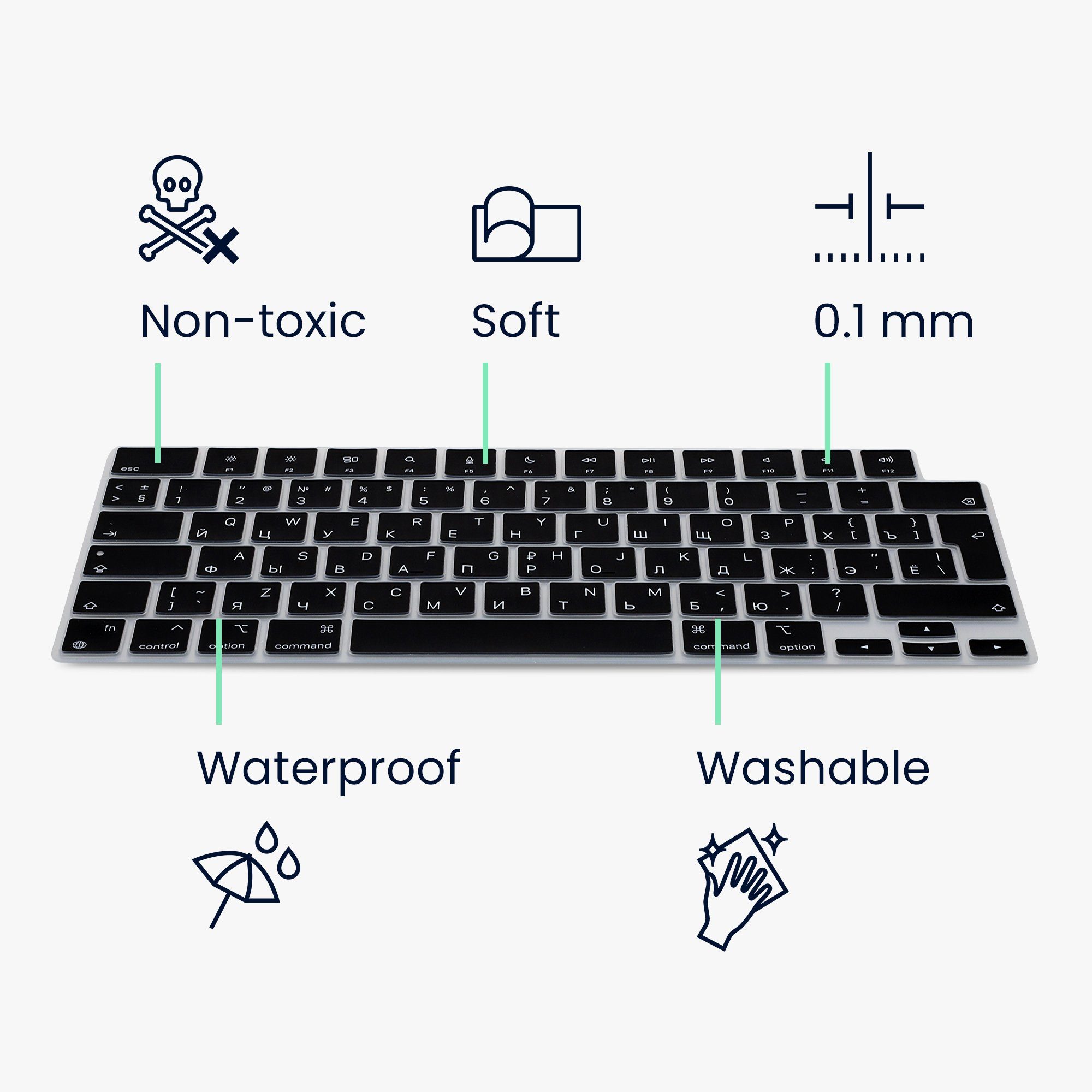 kwmobile Etui Silikon Tastaturschutz für Apple Macbook Air 15 2023 M2 (A2941), QWERTY US Keyboard Cover Abdeckung - Schwarz