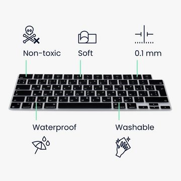 kwmobile Aufbewahrungstasche Silikon Tastaturschutz für Apple Macbook Air 15 2023 M2 (A2941) (1-tlg), QWERTY US Keyboard Cover Abdeckung - Schwarz