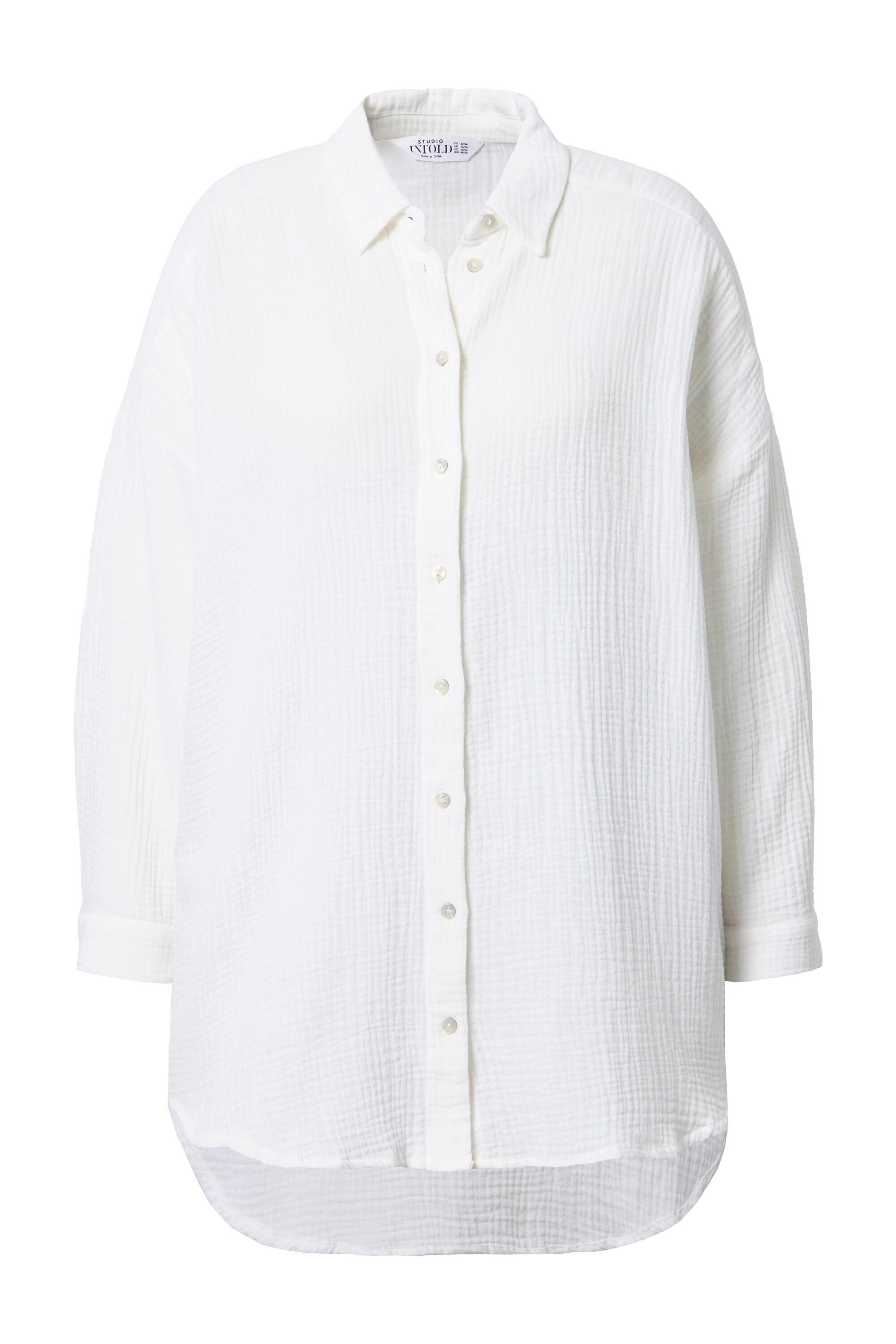 Studio Untold Hemdbluse Musselin Bluse oversized Hemdkragen Langarm günstig online kaufen