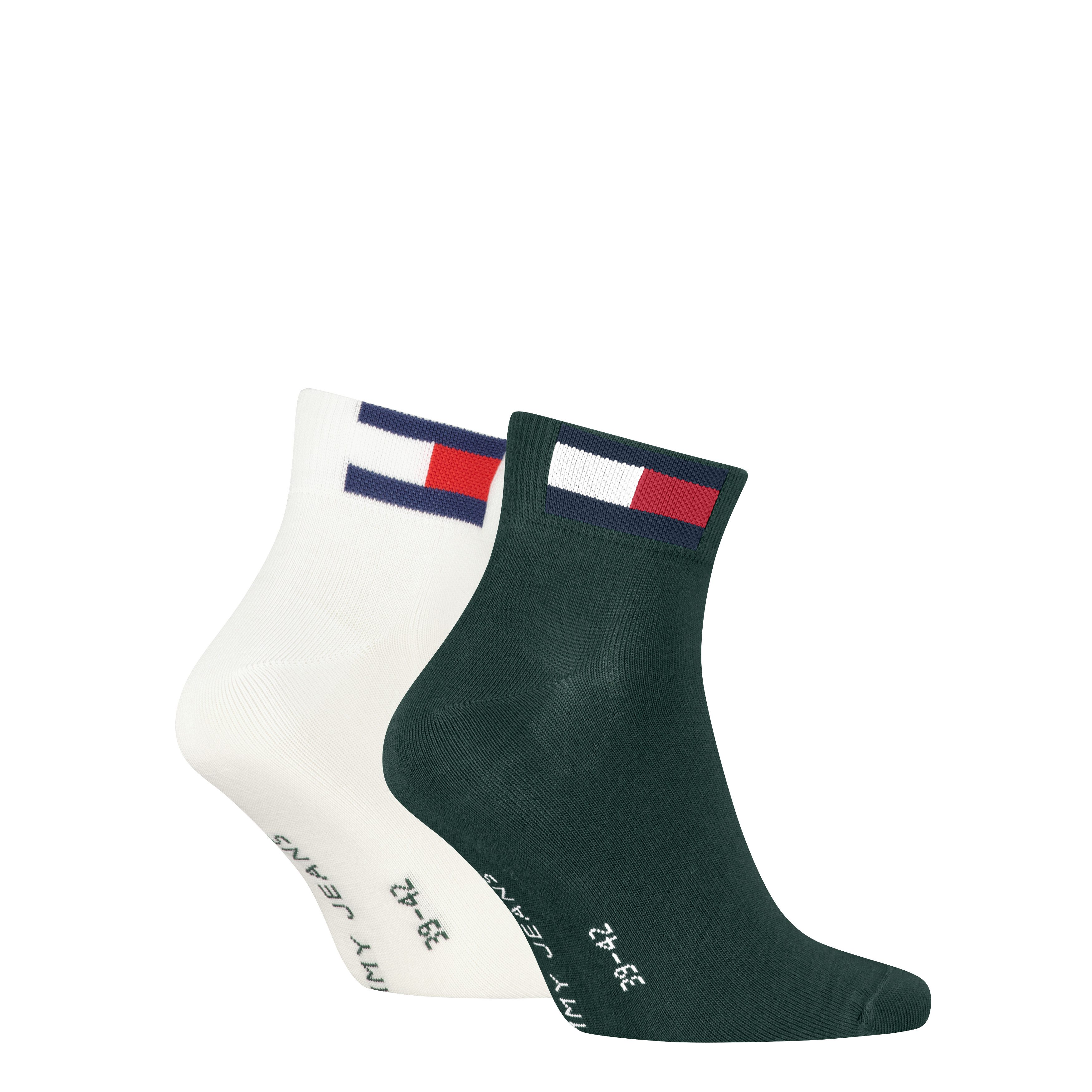 Tommy Hilfiger Kurzsocken TH UNI TJ QUARTER 2P FLAG (2 Paar) Verstärkte Ferse und Spitze für zusätzliche Strapazierfähigkeit