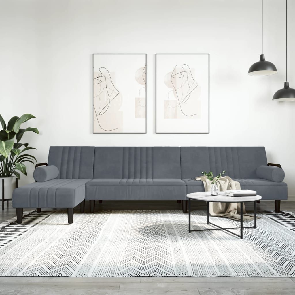 vidaXL Sofa Schlafsofa in L-Form Dunkelgrau 260x140x70 cm Samt Schlafcouch günstig online kaufen