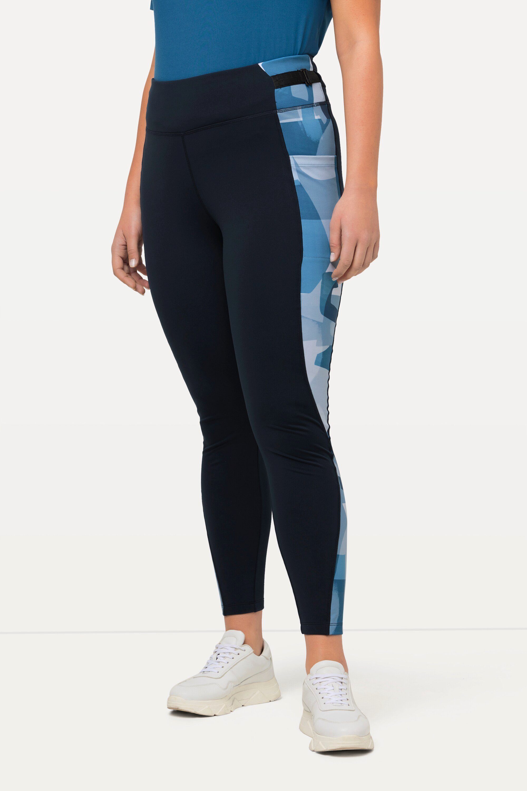 Ulla Popken Lederimitathose Sport-Leggings verstellbarer Bund schnelltrocknend