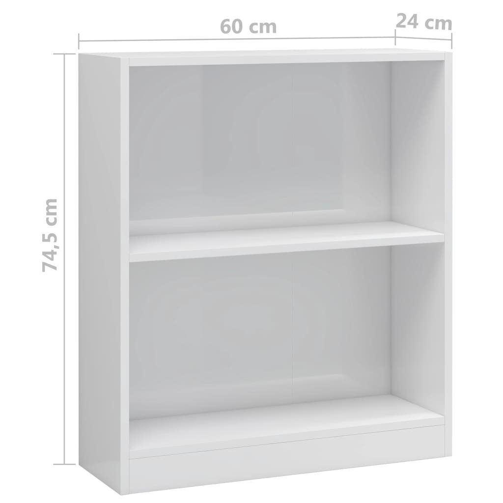 60x24x74,5 Hochglanz-Weiß furnicato Bücherregal Holzwerkstoff cm