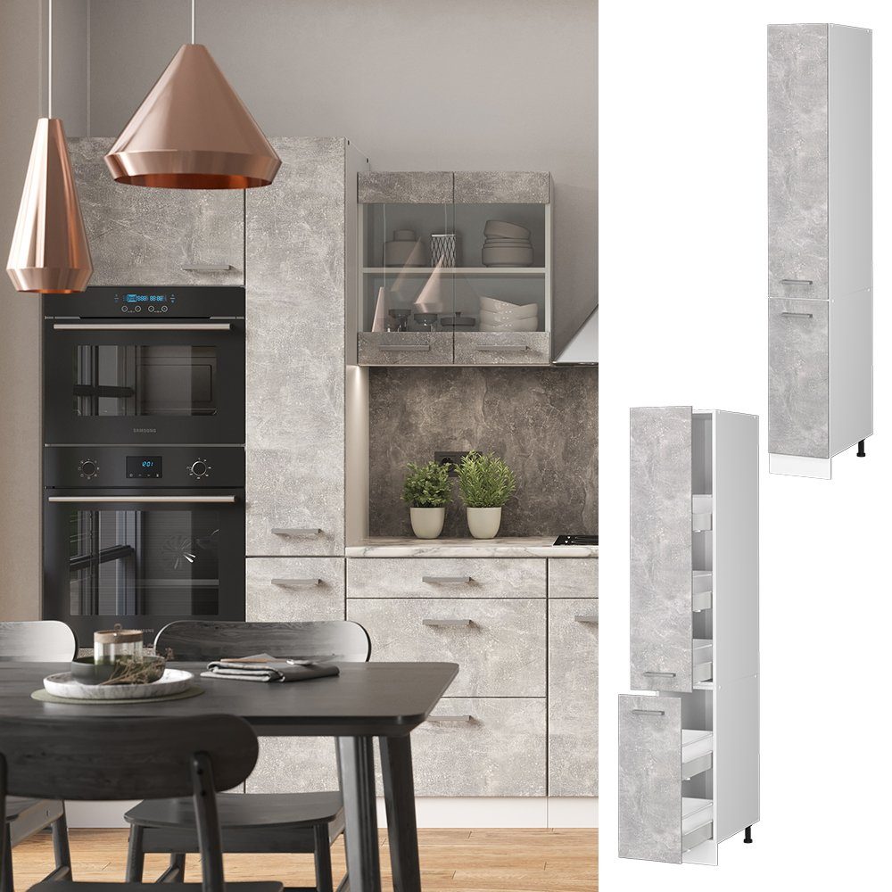 Vicco Hochschrank R-Line, Beton/Weiß, 30 cm günstig online kaufen