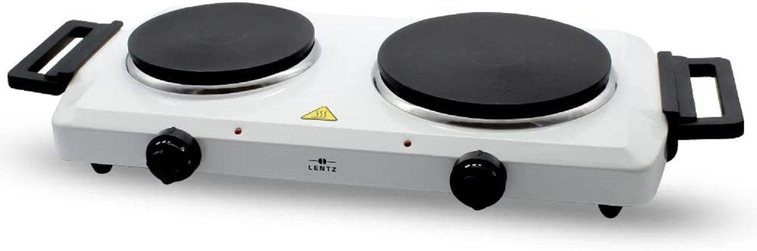 COFI 1453 Doppelkochplatte 1500W + 1000W Markenqualität inklusive Griffe weiß