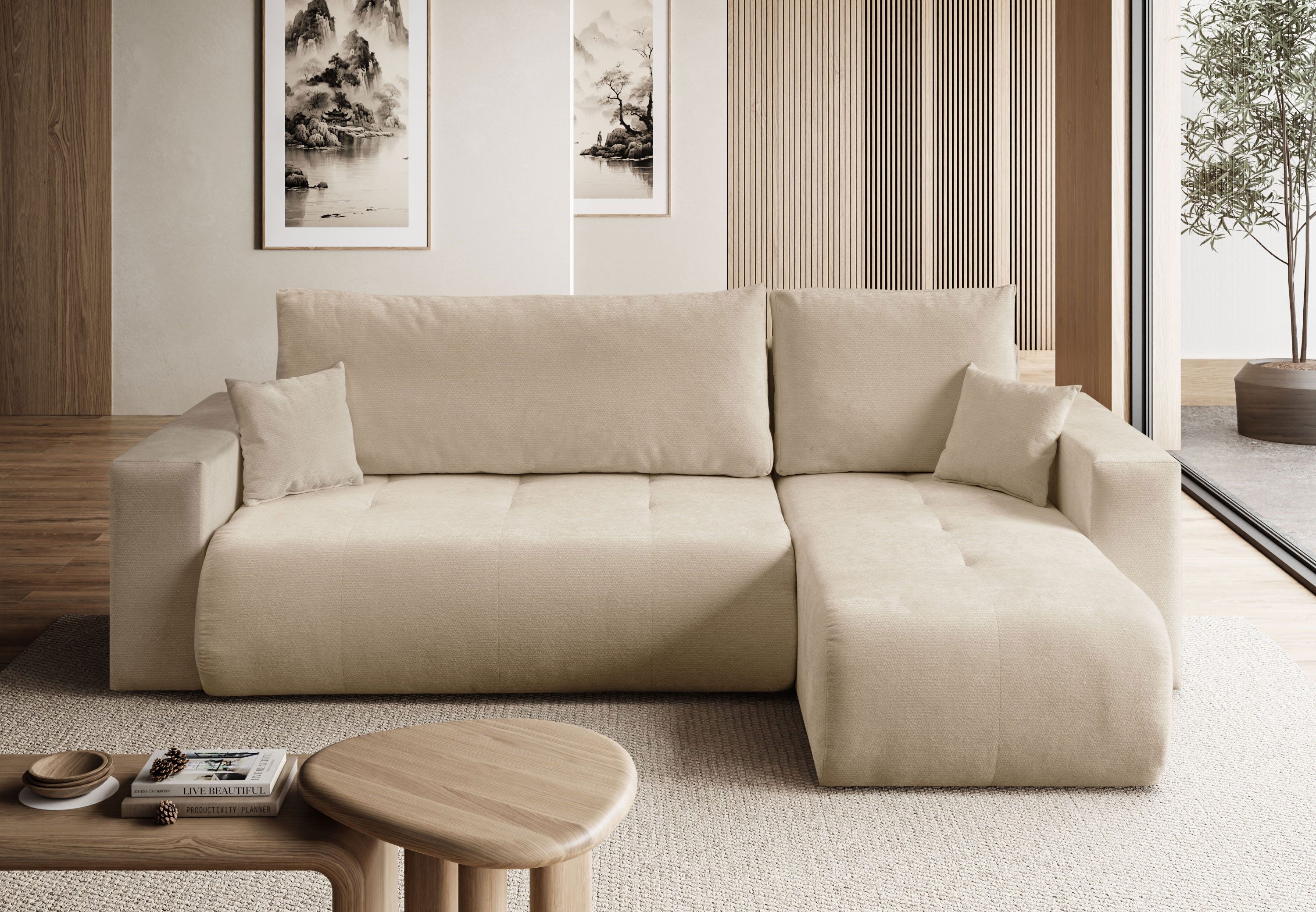 Lookway Ecksofa CLOUD II L mit Schlaffunktion und Bettkasten, 247x152x86 cm