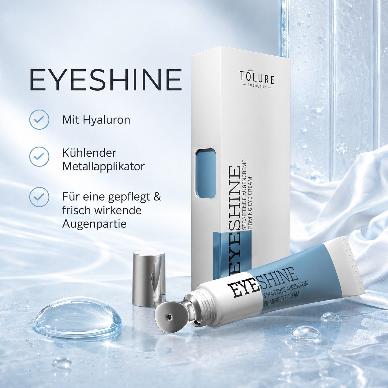 Tolure Cosmetics Anti-Aging-Augencreme Eyeshine Firming Eye Cream 15 ml, Straffende Augencreme mit Hyaluron