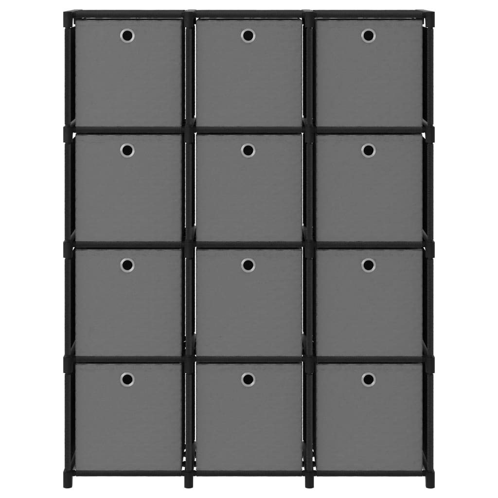vidaXL Regalwürfel, Würfel-Regal mit Boxen 12 Fächer Schwarz 103x30x141 cm Stoff