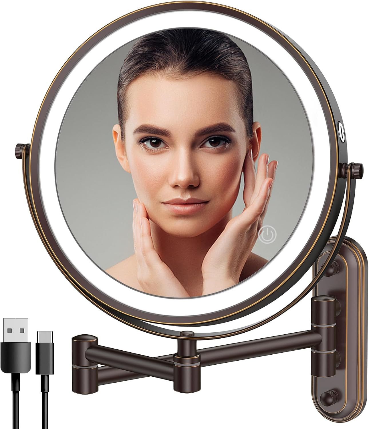 Vivitar Kosmetikspiegel Wiederaufladbarer beleuchteter Badezimmerspiegel, 1 günstig online kaufen