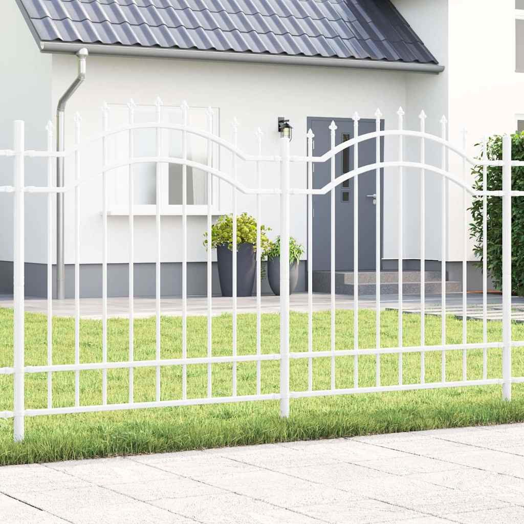 furnicato Zaun Moderner weißer Gartenzaun 240 x 165 cm aus pulverbeschichtetem Stahl, (1-St), UV-beständige Umzäunung, witterungsfest für Blumenbeete und Beete