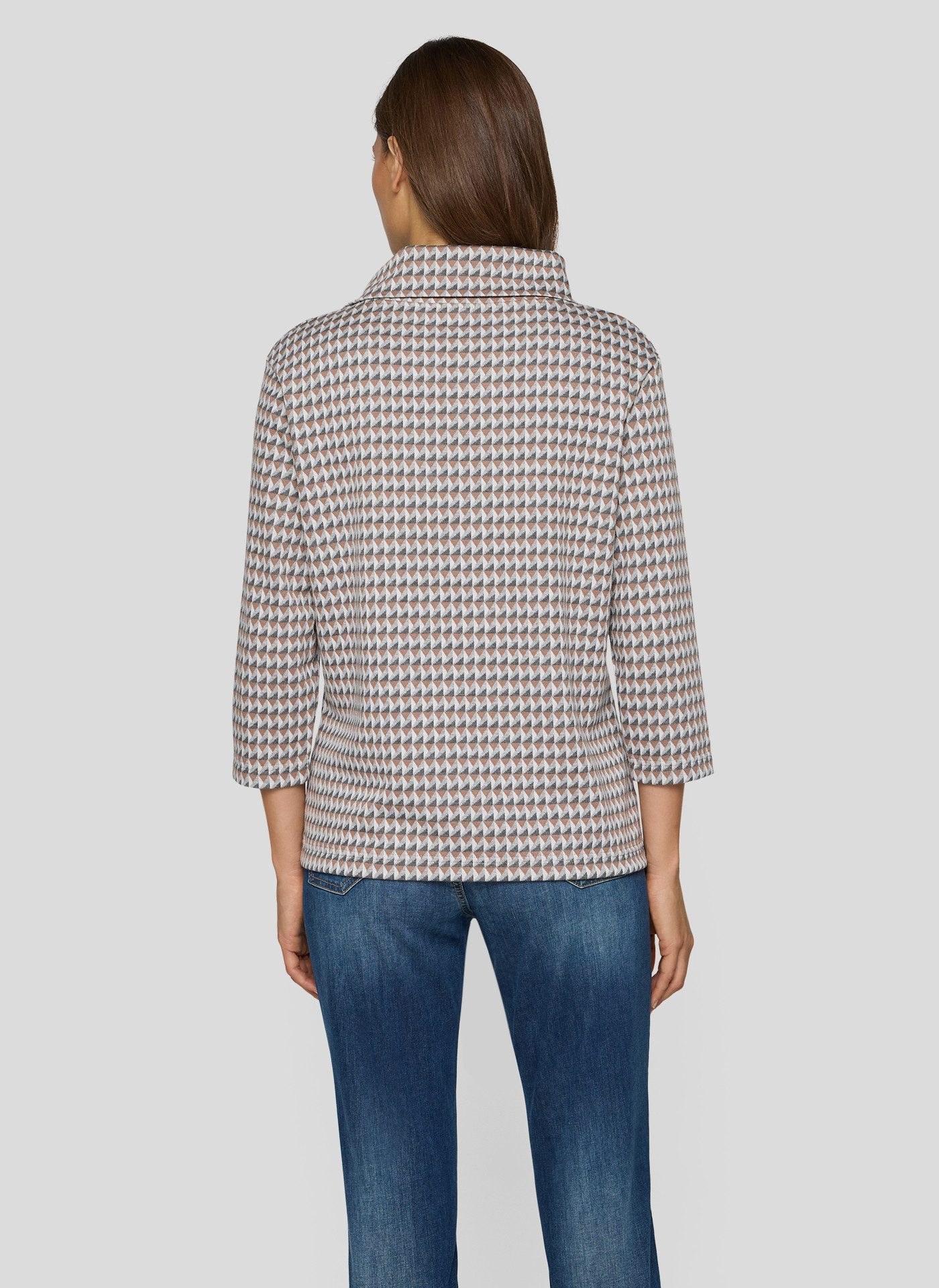 Rabe 3/4-Arm-Shirt mit grafischem Muster und Schalkragen mit Glitzersteinen günstig online kaufen