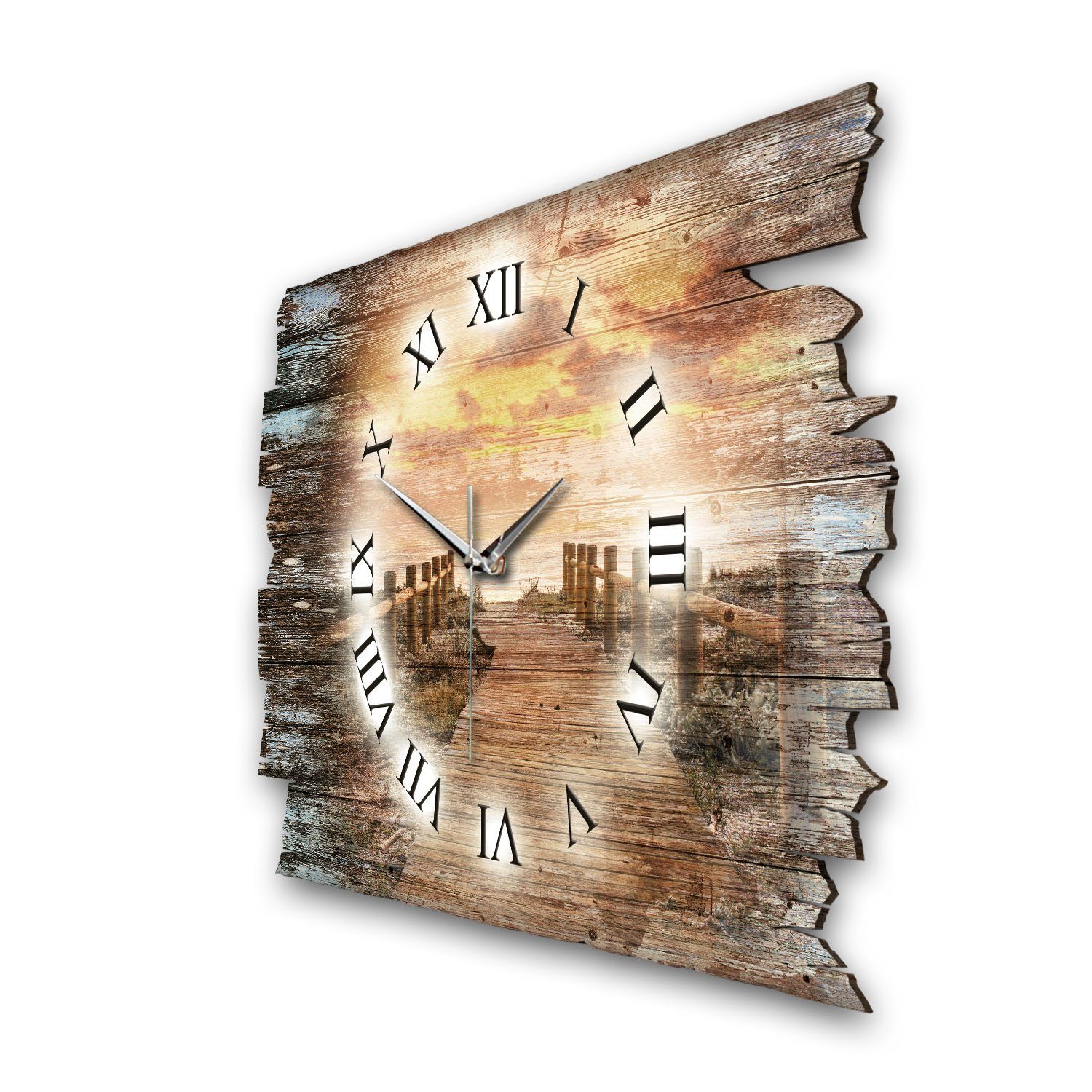 Funkwanduhr Holz Ticken; „Steg“ (ohne aus Feder außergewöhnlich, flüsterleises Kreative modern) Design-Wanduhr Uhrwerk;