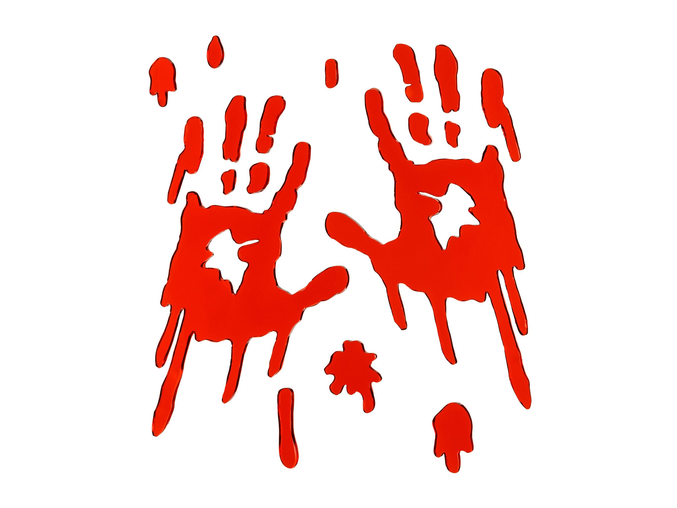 partydeco Wandsticker, Gel Aufkleber Blutige Hände Rot