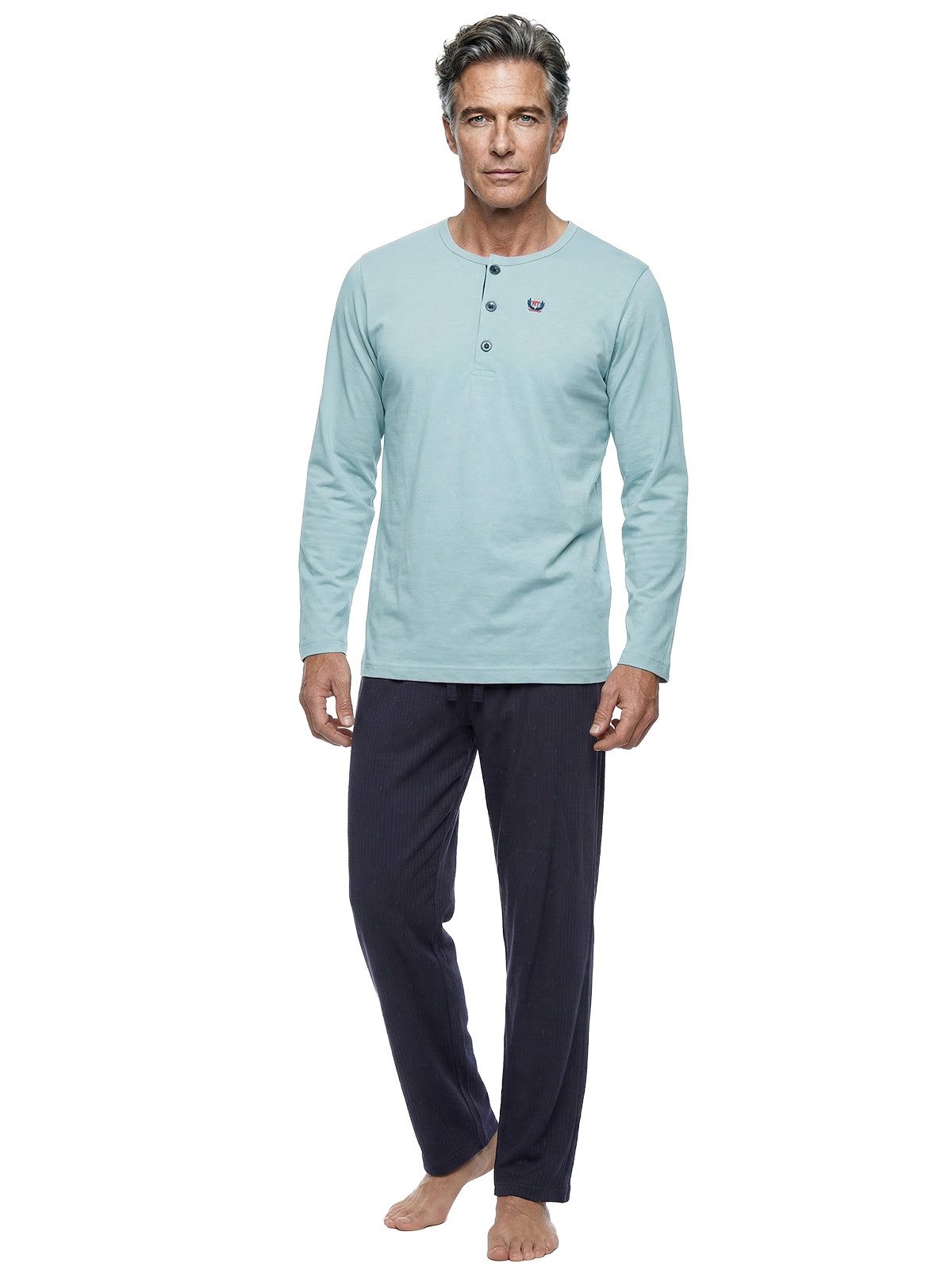 Henry Terre Pyjama Pyjama Set Langarm - Carlo Hose mit Streifen