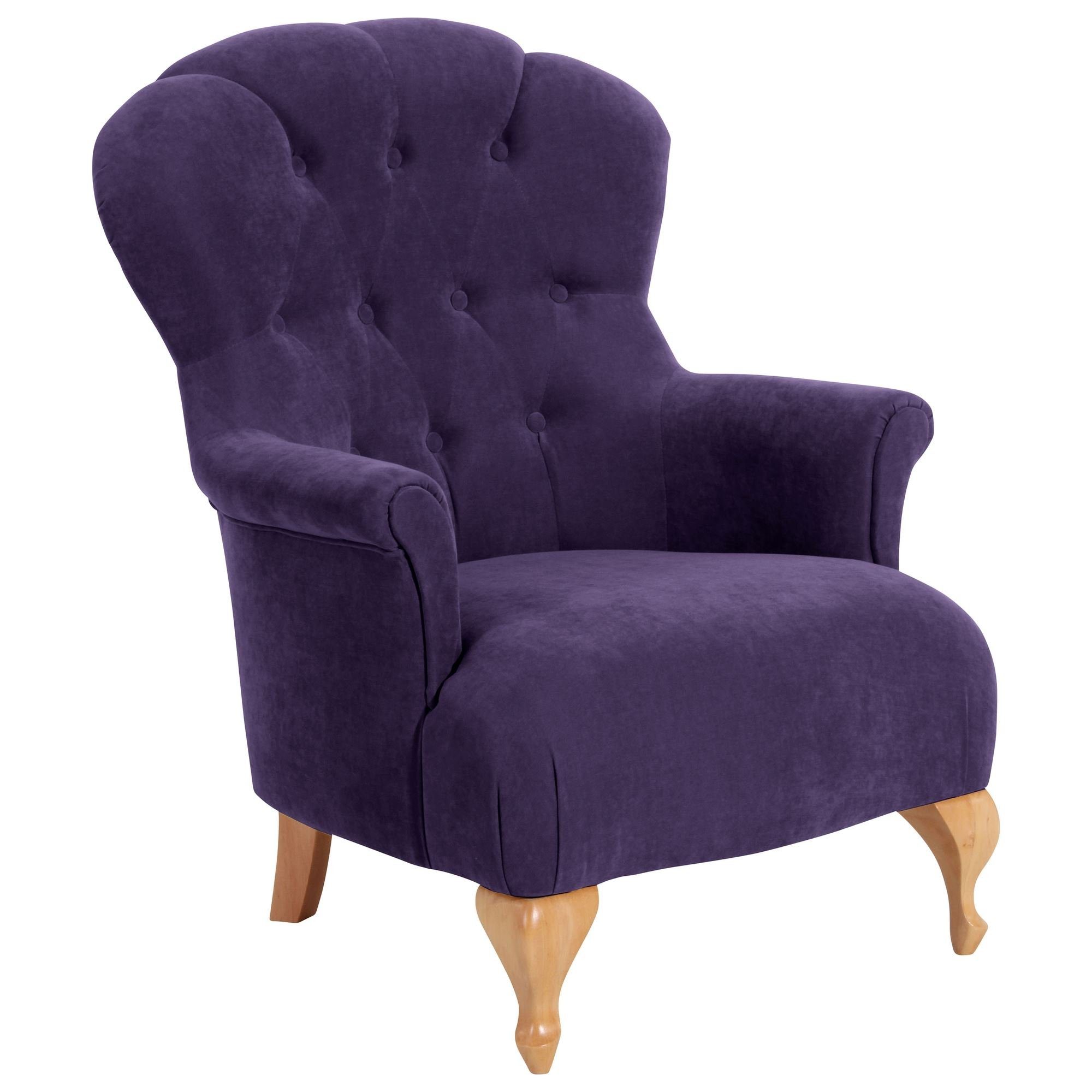 58 aufm Kessel Sessel Sessel (Sparpreis Kostenlosem Bezug 1-St), Sitz 21432 Versand, verarbeitet,bequemer natur violett / Veloursstoff Buche hochwertig Kalinka inkl