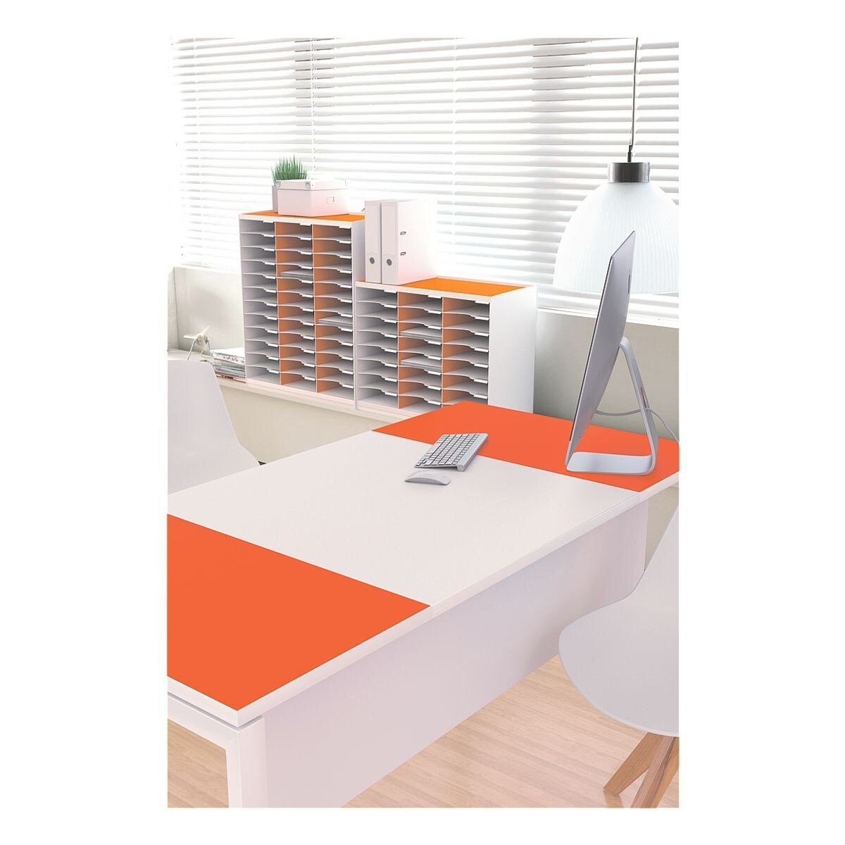 EASYOFFICE Schreibtisch easyOffice, farbigen ABS-Kanten mit Außenflächen und weiß/orange