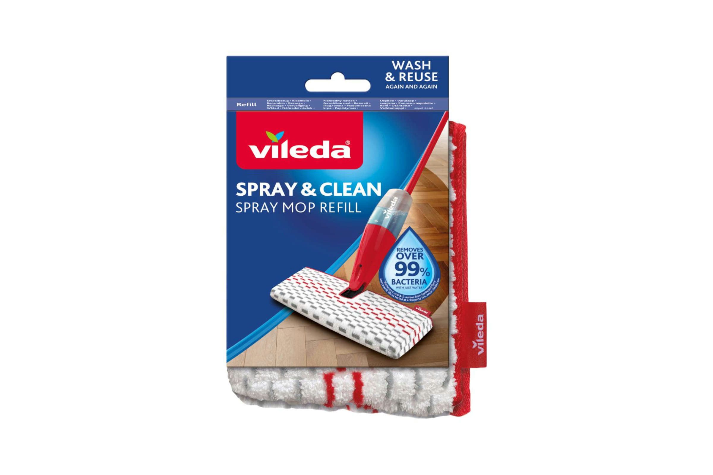 Vileda Ersatzbezug Spray and Clean Mikrofaser Wischbezug für Sprühwischer Wischbezug (Polyester, Polyamid, 40x13 cm, Einzelartikel, 1-tlg., 1× Ersatzbezug Spray & Clean, Für alle Böden geeignet)