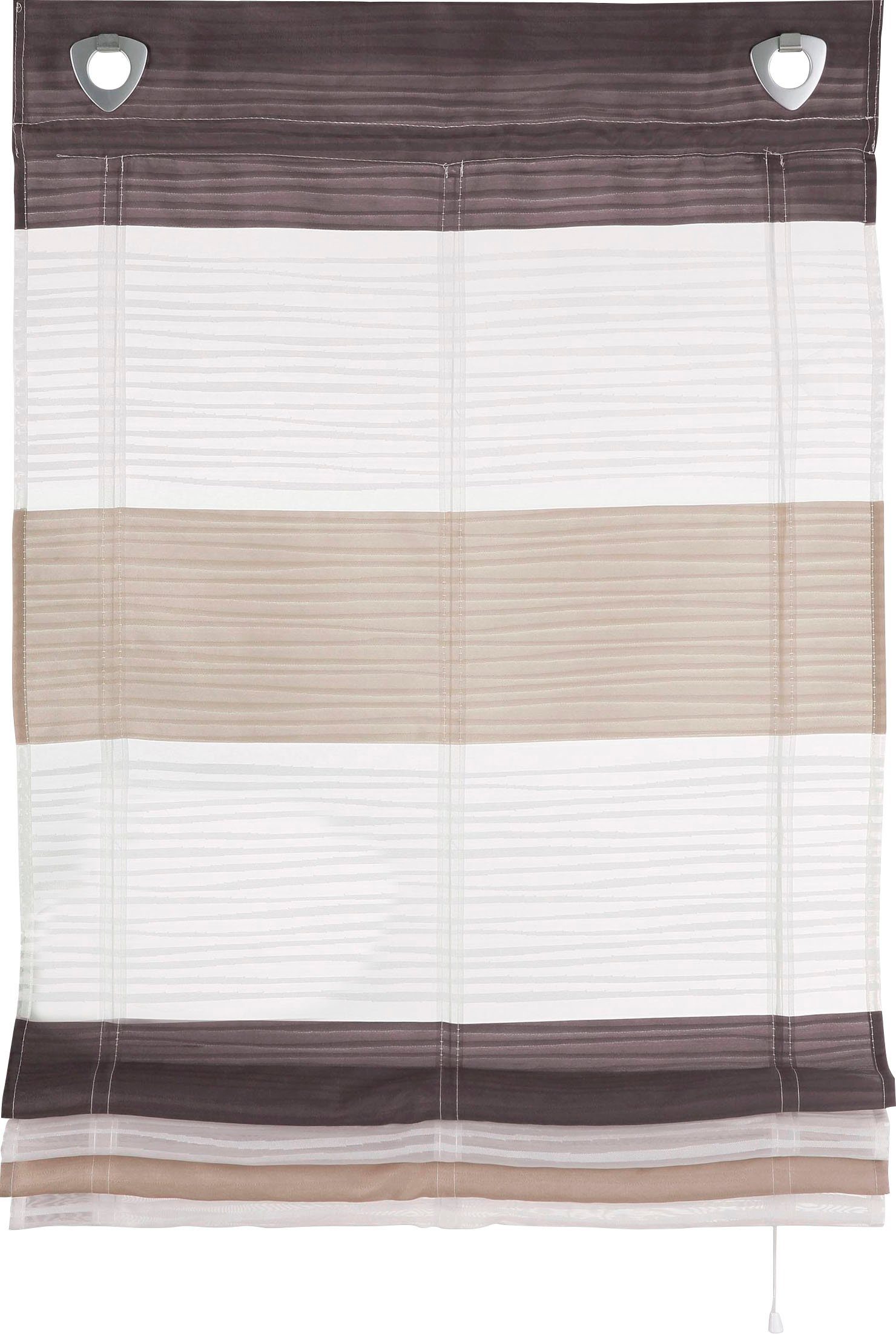 HOME WOHNIDEEN Raffrollo Sarnia, mit Hakenaufhängung, ohne Bohren, mit Querstreifen