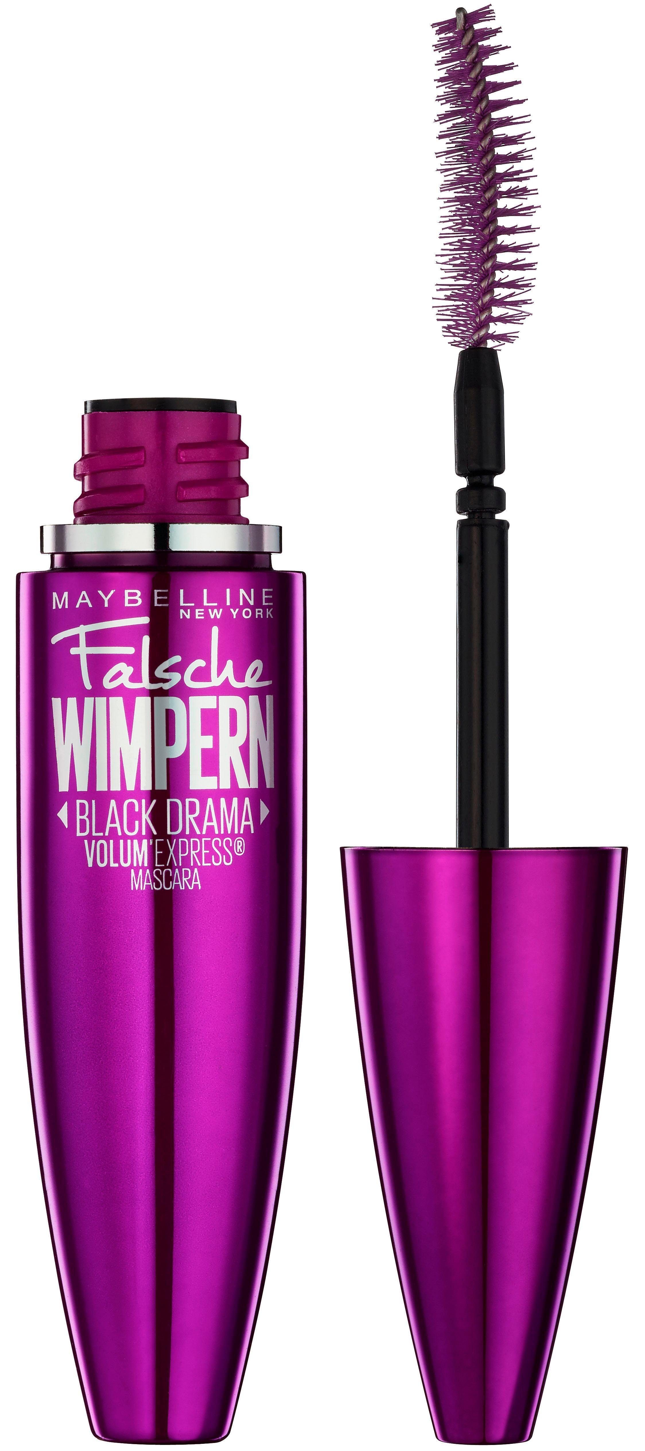 MAYBELLINE NEW Löffelbürste Mascara Volum' Express Falsche Patentierte Wimpern Black Drama, YORK