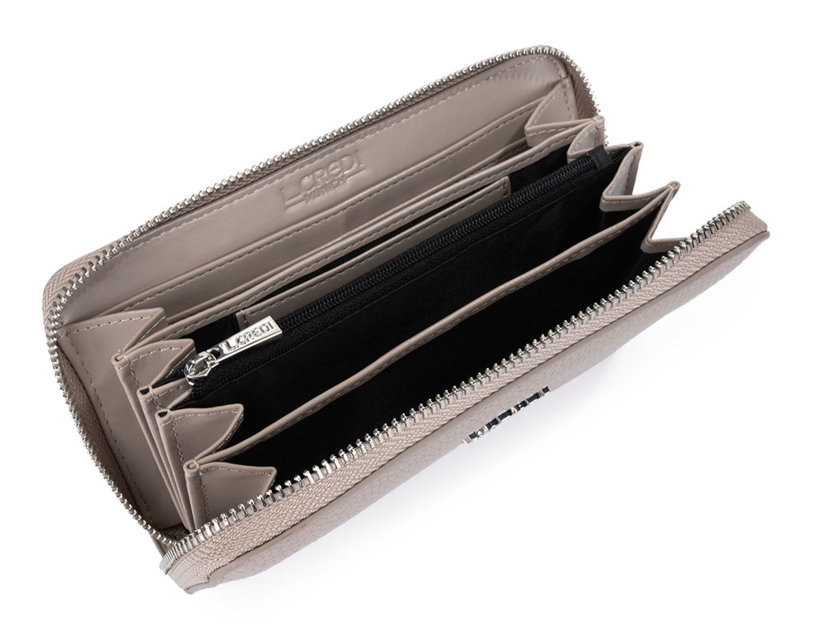L. CREDI Geldbörse Zip Around Wallet, mit RFID-Blocker Schutz