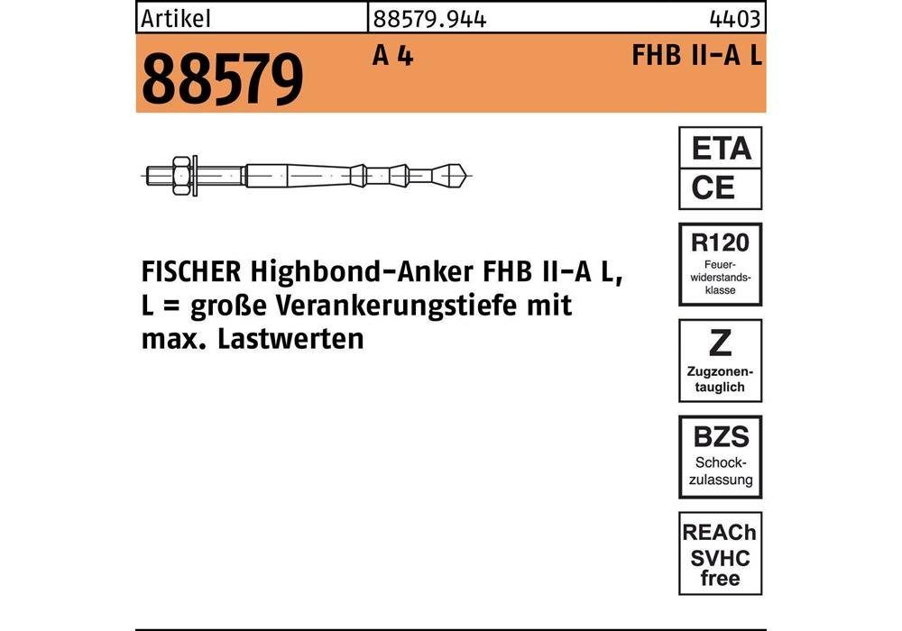 Fischer Befestigungsanker Highbond-Anker R 88579 M 12 x 120/ 25 A 4