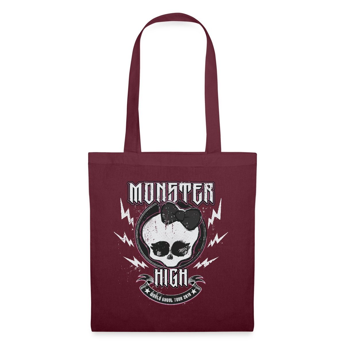 Henkeltasche Monster High™ World Ghoul Tour Totenkopf-Design Stoffbeutel
