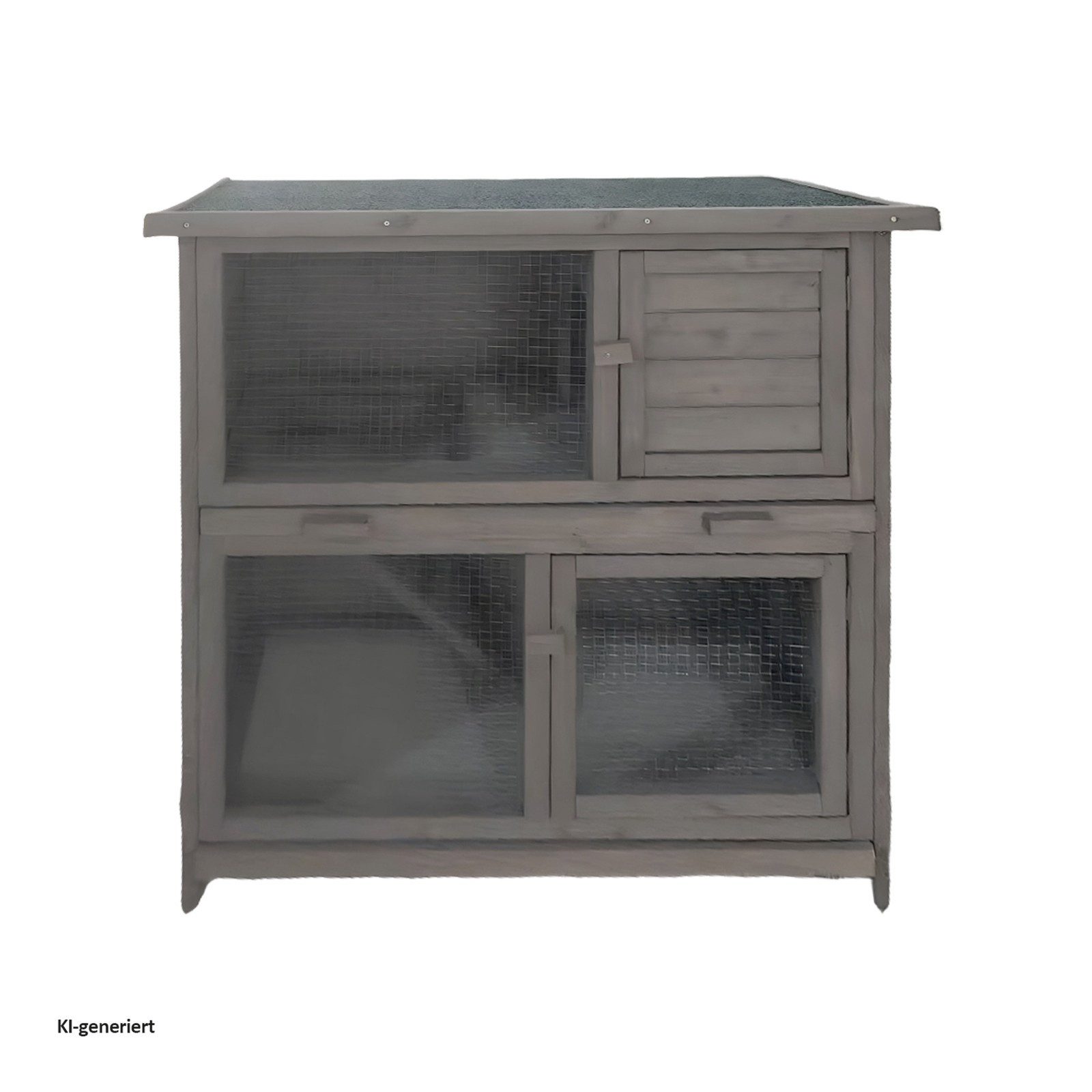 HTI-Living Kleintierstall Hasenstall aus Holz in Grau mit aufklappbarem Dach